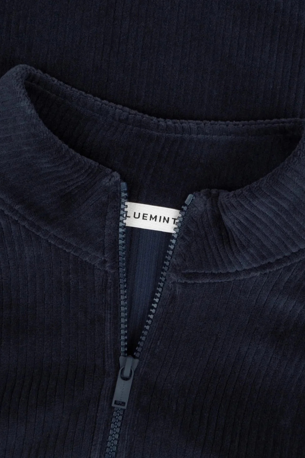 Bluemint Pamuklu Comfort Fit Yarım Fermuarlı Dik Yaka Kadife Erkek Sweat GAEL 155 Lacivert - 3