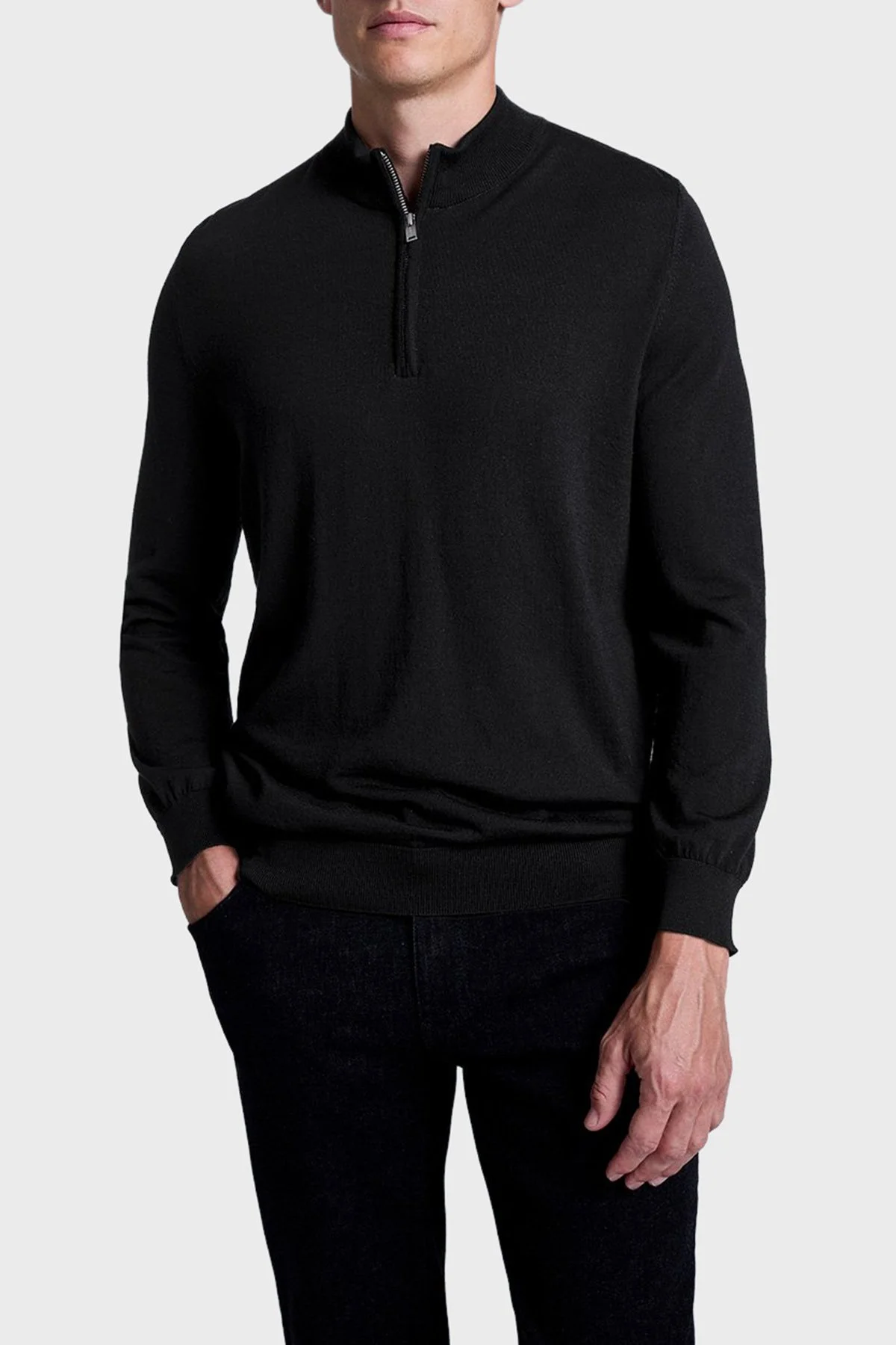 Bluemint Pamuklu Regular Fit Fermuarlı Dik Yaka Erkek Triko BM25020691MW 111 SİYAH - 1