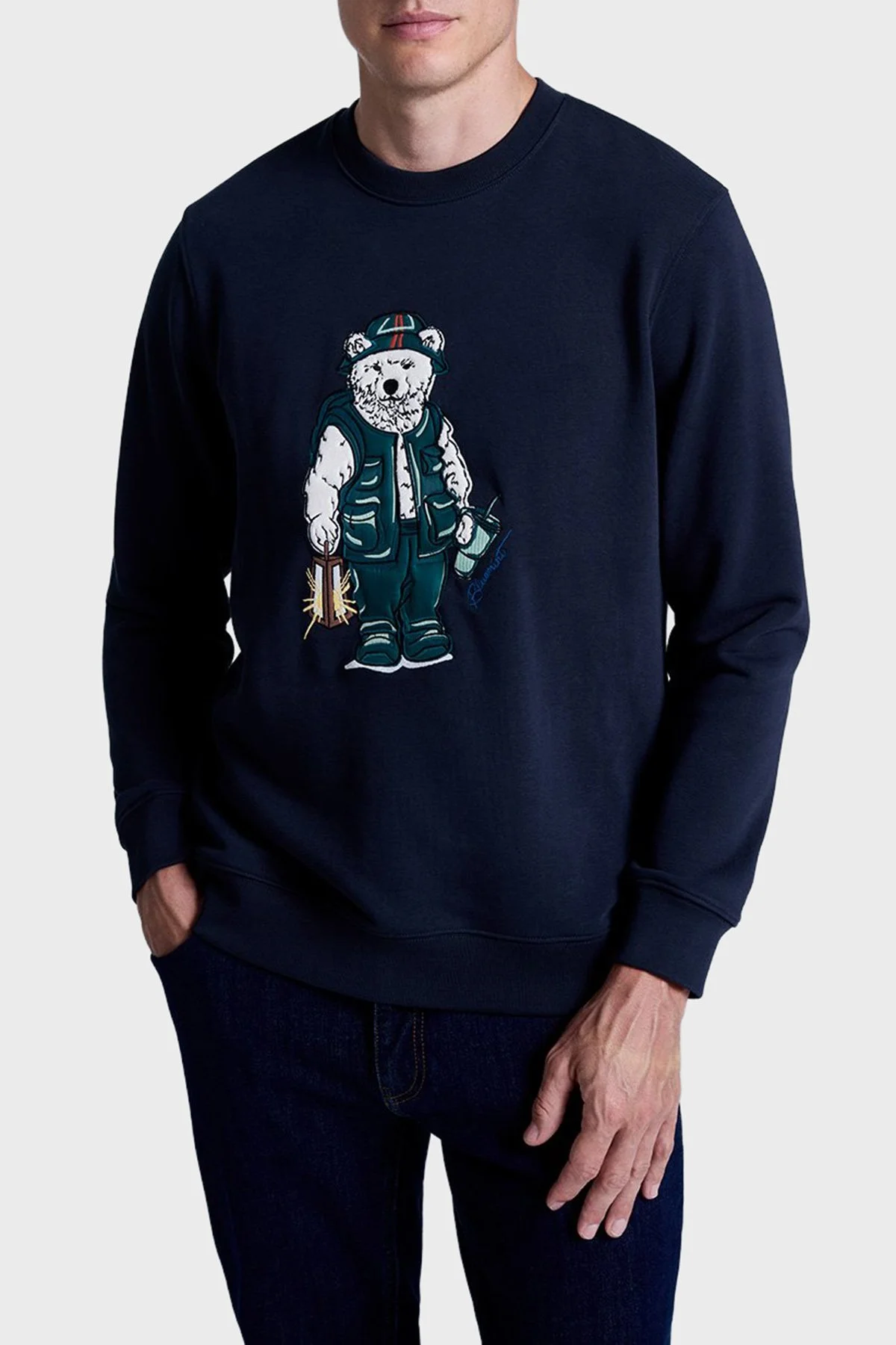 Bluemint Pamuklu Regular Fit Nakış Detaylı Erkek Sweat BM25019234MW1 243 LACİVERT - 1