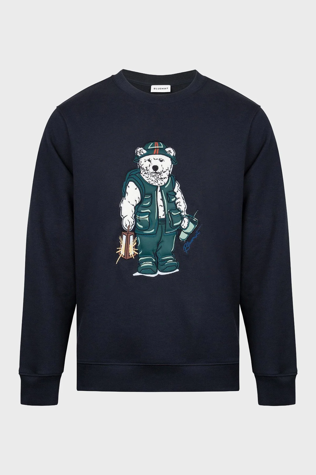 Bluemint Pamuklu Regular Fit Nakış Detaylı Erkek Sweat BM25019234MW1 243 LACİVERT - 3