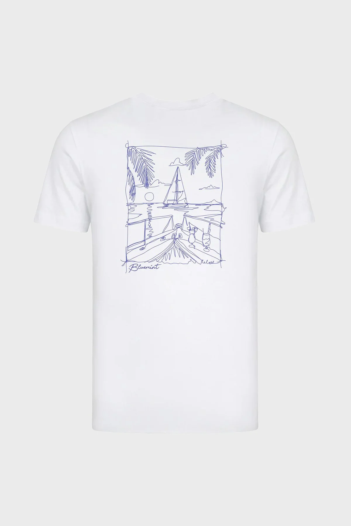 Bluemint Pamuklu Relaxed Fit Sırt Baskılı Bisiklet Yaka Erkek T Shirt NOLANPRINT 1326 BEYAZ - 4