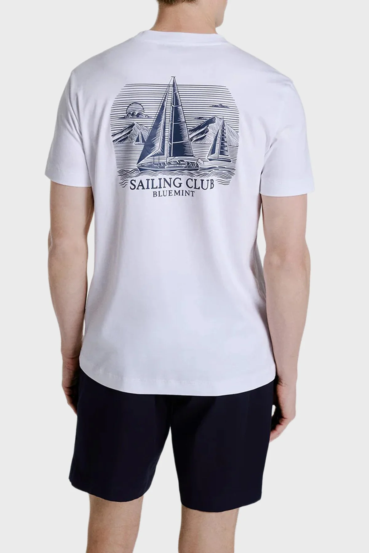 Bluemint Pamuklu Relaxed Fit Sırt Baskılı Bisiklet Yaka Erkek T Shirt NOLANPRINT 1337 BEYAZ - 2