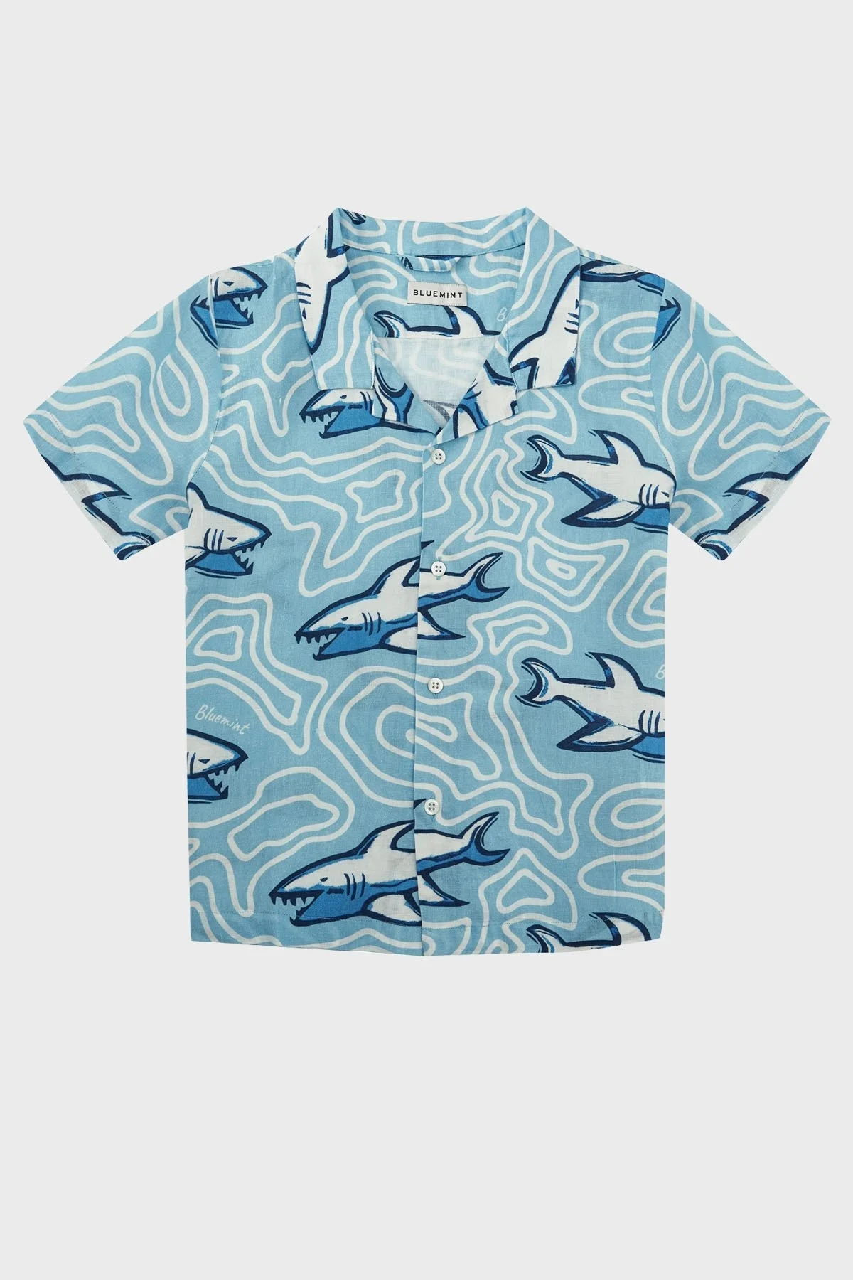 Bluemint Peter % 100 Keten Comfort Fit Kısa Kollu Çocuk Gömlek BM24058209BS 1061 MAVİ - 4