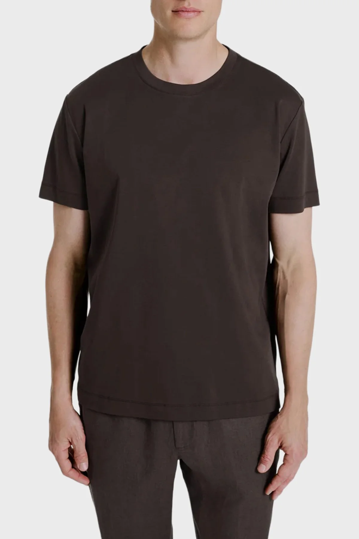 Bluemint Rahat % 100 Pamuk Bisiklet Yaka Erkek T Shirt NOLAN 1327 KAHVE - 1