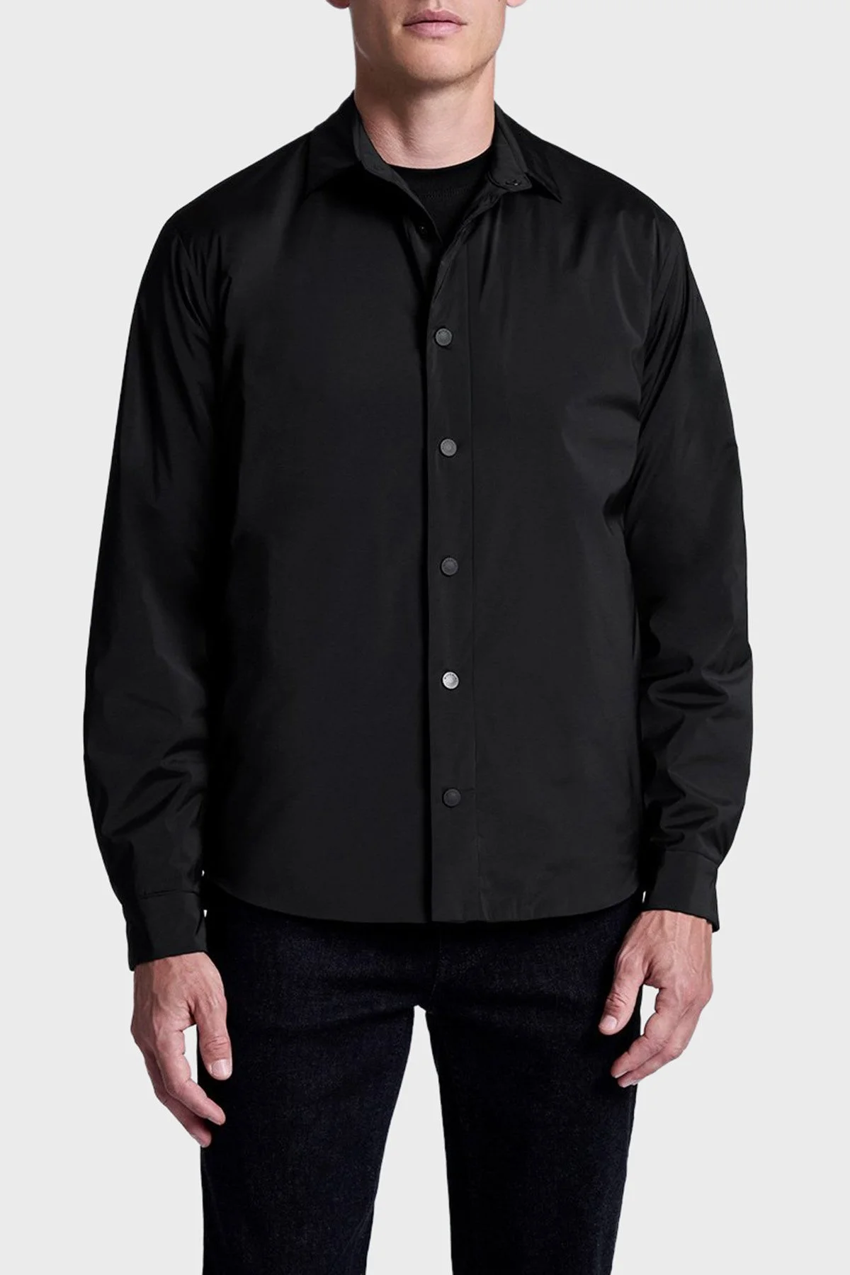 Bluemint Regular Fit Klasik Yaka Çıtçıt Düğmeli Erkek Gömlek Ceket BM25030664MW 111 SİYAH - 1