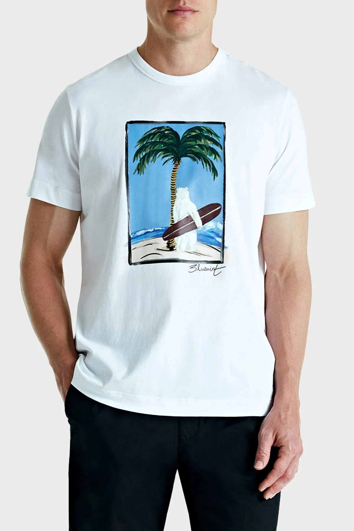 Bluemint Ricci Yumuşak Pamuklu Fitted Erkek T Shirt BM24001199MS 1027 BEYAZ - 1