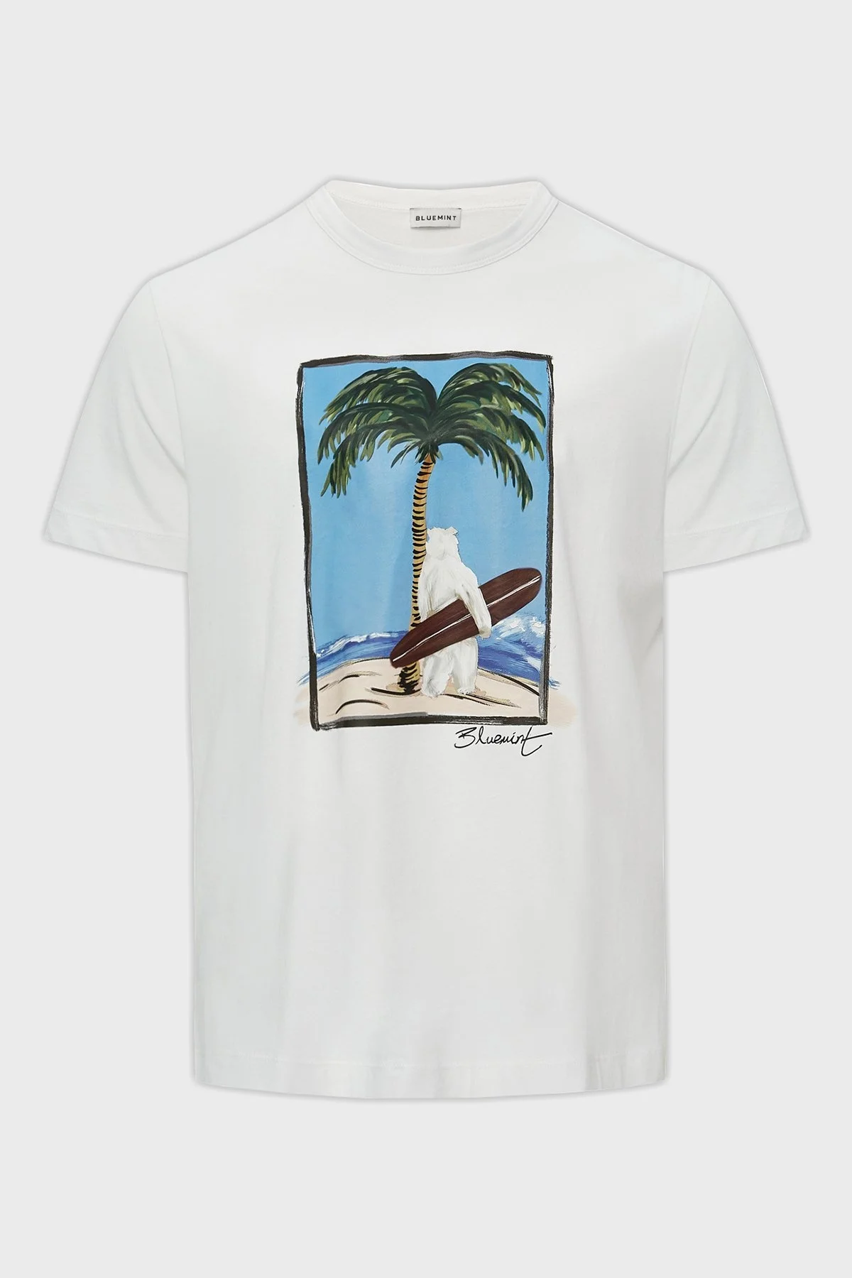 Bluemint Ricci Yumuşak Pamuklu Fitted Erkek T Shirt BM24001199MS 1027 BEYAZ - 3