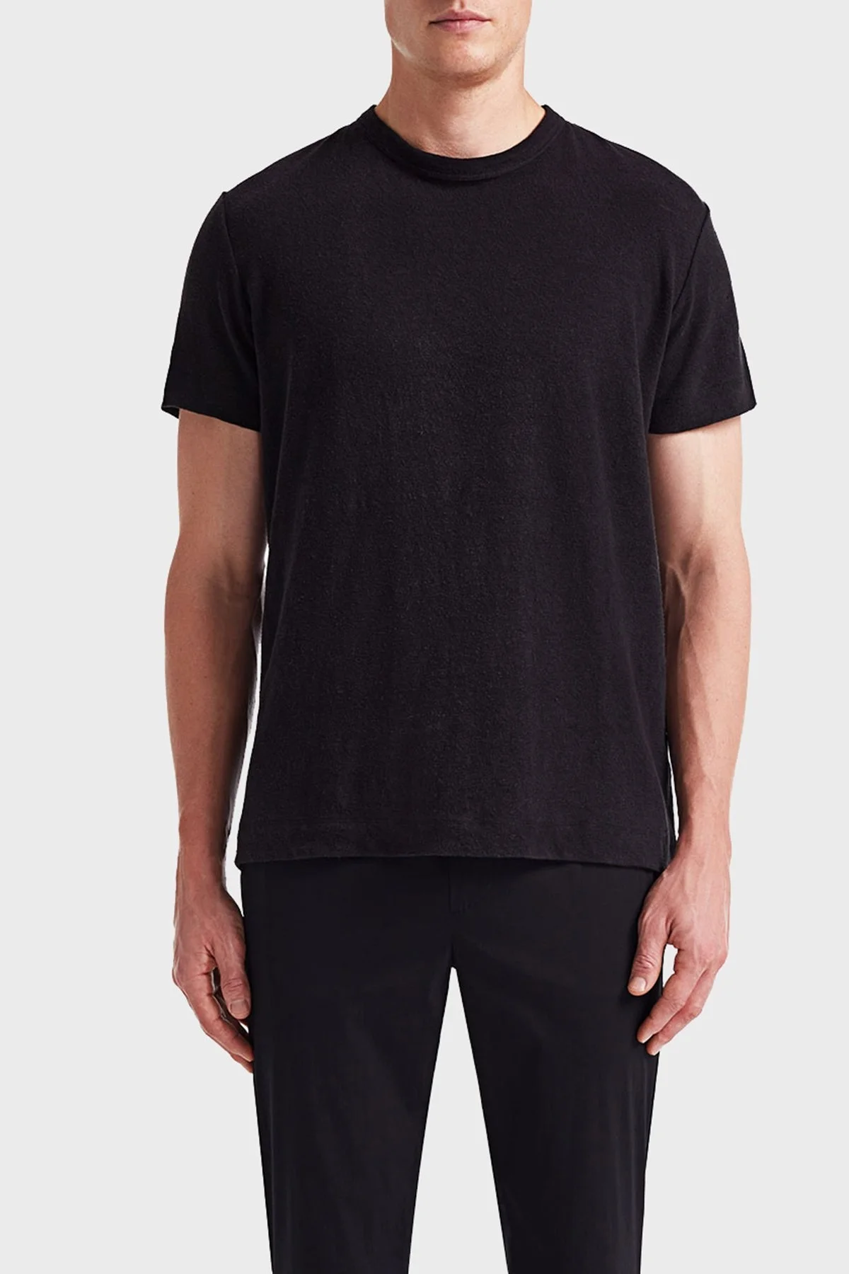 Bluemint Roman % 100 Keten Regular Fit Erkek T Shirt BM24001303MS 111 SİYAH - 1