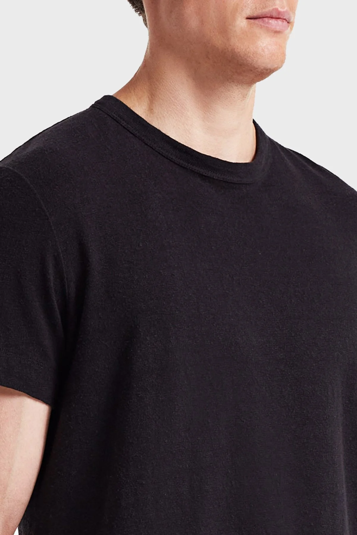 Bluemint Roman % 100 Keten Regular Fit Erkek T Shirt BM24001303MS 111 SİYAH - 3