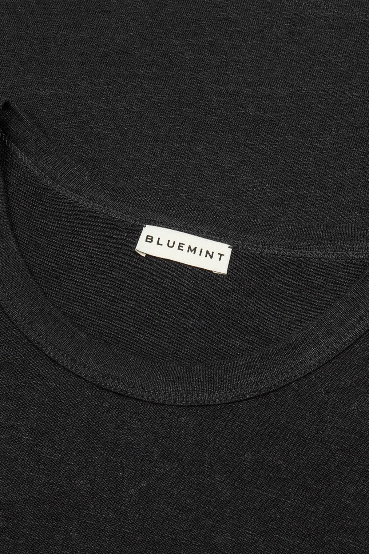 Bluemint Roman % 100 Keten Regular Fit Erkek T Shirt BM24001303MS 111 SİYAH - 4