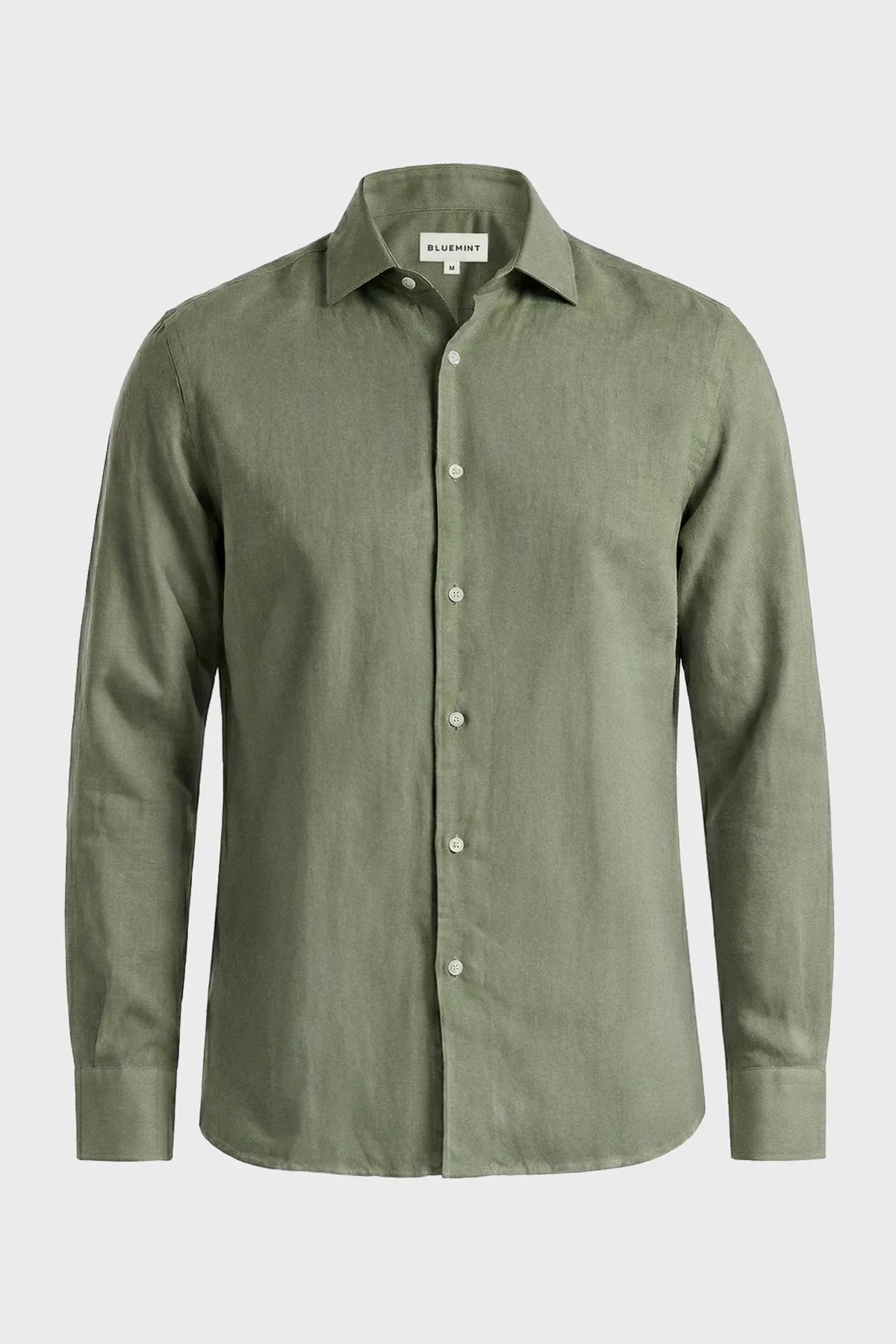 Bluemint Sedef Düğme Klasik Yaka Uzun Kollu Keten Erkek Gömlek LUCA 1015 HAKİ - 2