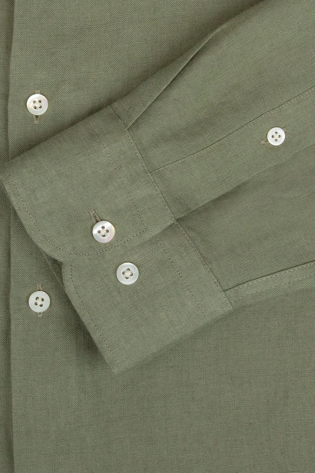 Bluemint Sedef Düğme Klasik Yaka Uzun Kollu Keten Erkek Gömlek LUCA 1015 HAKİ - 4