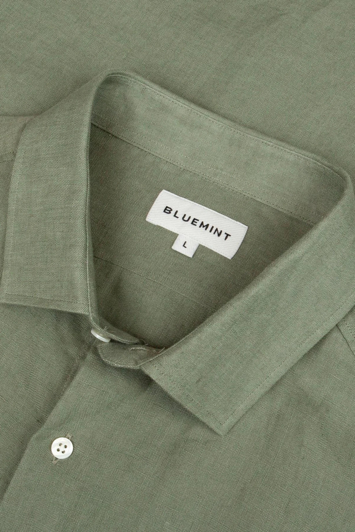 Bluemint Sedef Düğme Klasik Yaka Uzun Kollu Keten Erkek Gömlek LUCA 1015 HAKİ-BEYAZ - 3