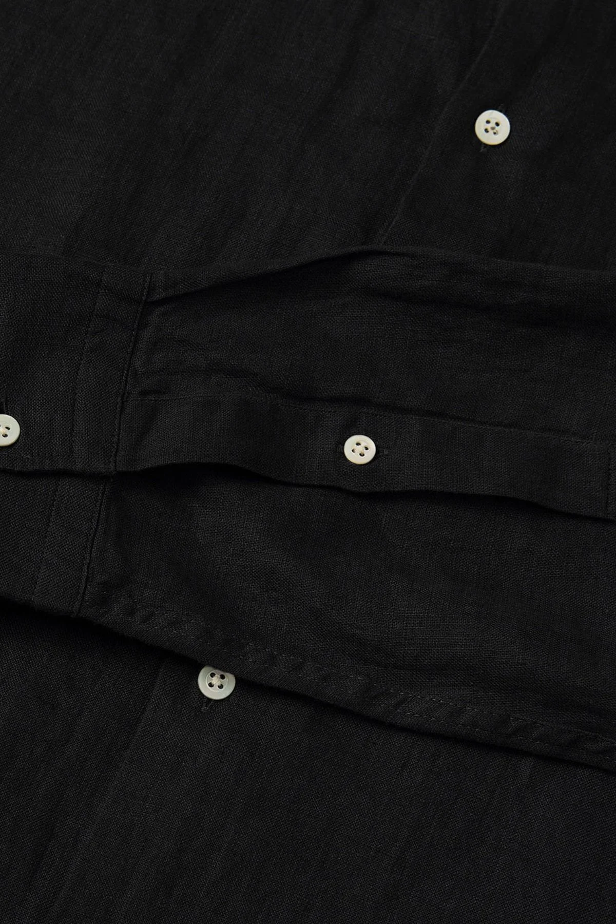 Bluemint Sedef Düğme Klasik Yaka Uzun Kollu Keten Erkek Gömlek LUCA 111 SİYAH - 4