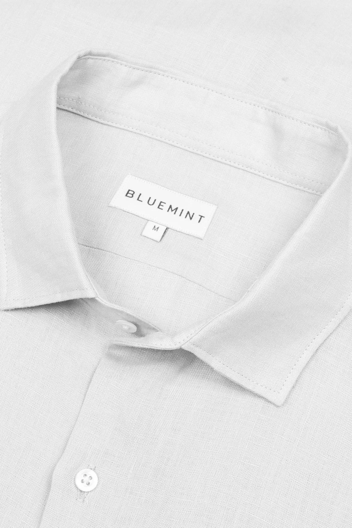 Bluemint Sedef Düğme Klasik Yaka Uzun Kollu Keten Erkek Gömlek LUCA 112 BEYAZ - 3