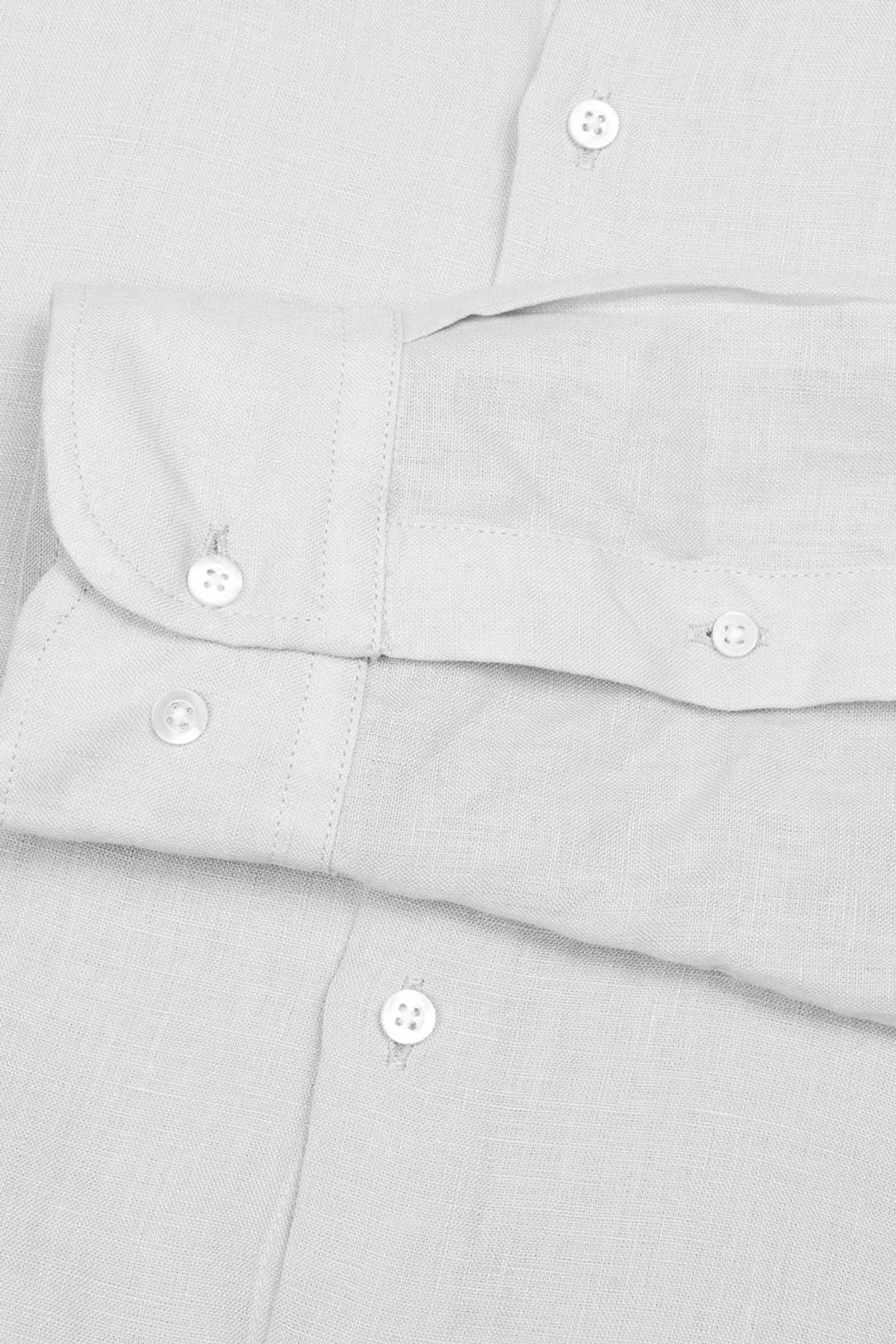 Bluemint Sedef Düğme Klasik Yaka Uzun Kollu Keten Erkek Gömlek LUCA 112 BEYAZ - 4