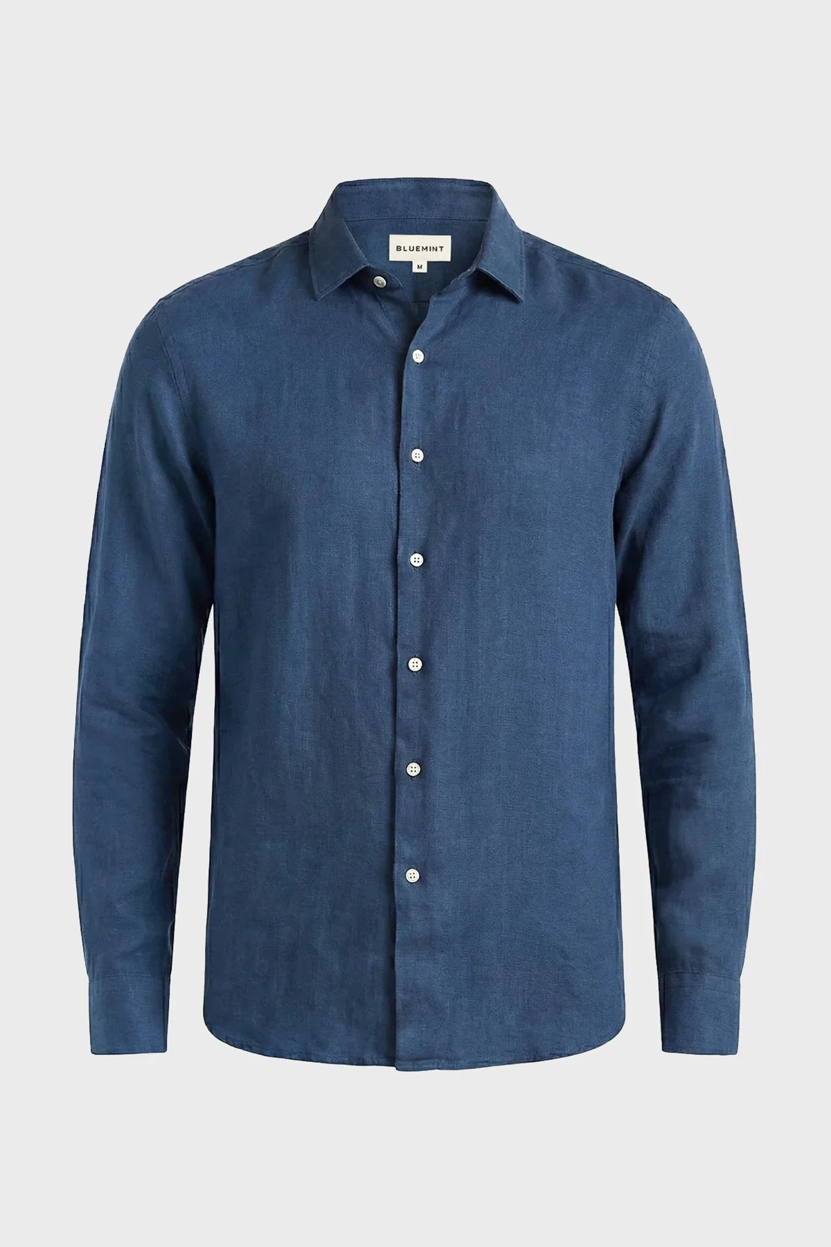 Bluemint Sedef Düğme Klasik Yaka Uzun Kollu Keten Erkek Gömlek LUCA 1324 LACİVERT - 2