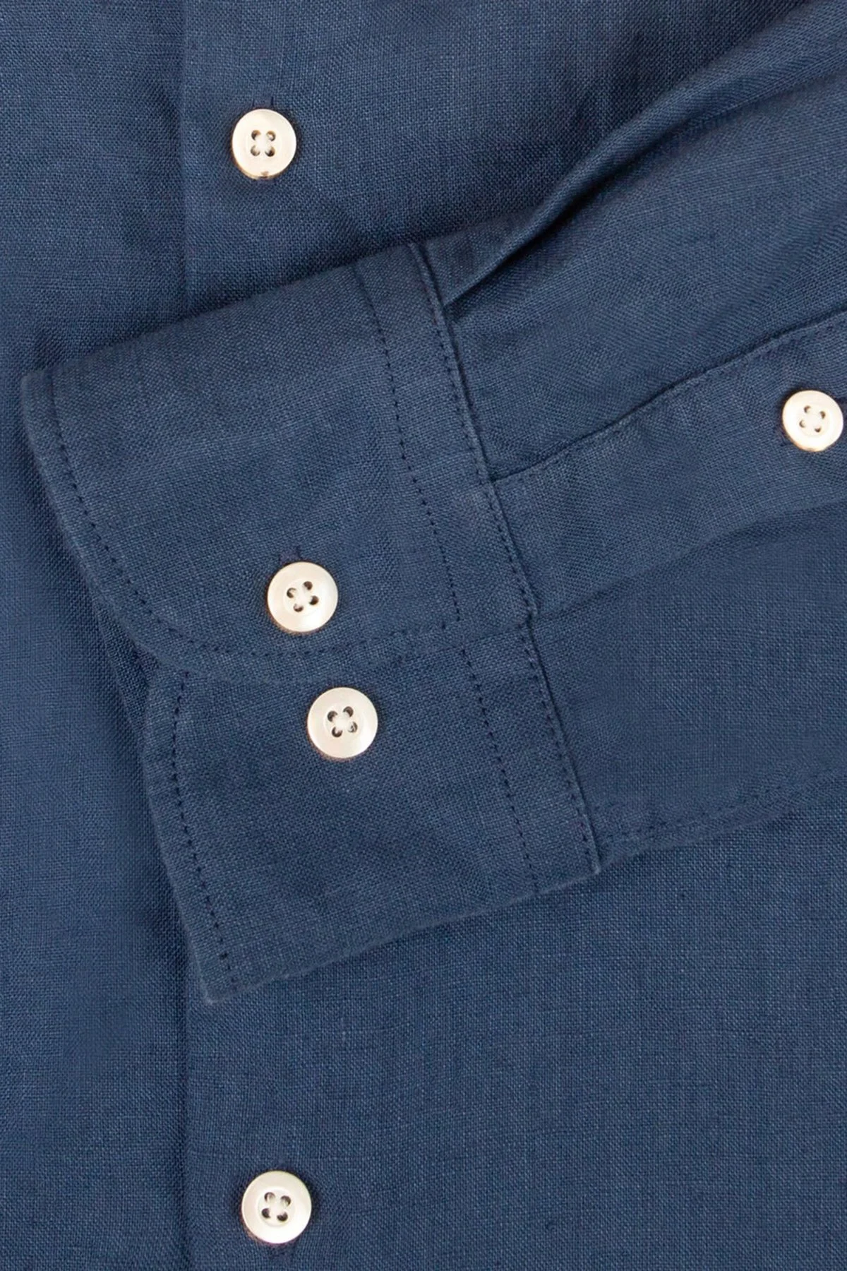 Bluemint Sedef Düğme Klasik Yaka Uzun Kollu Keten Erkek Gömlek LUCA 1324 LACİVERT - 4
