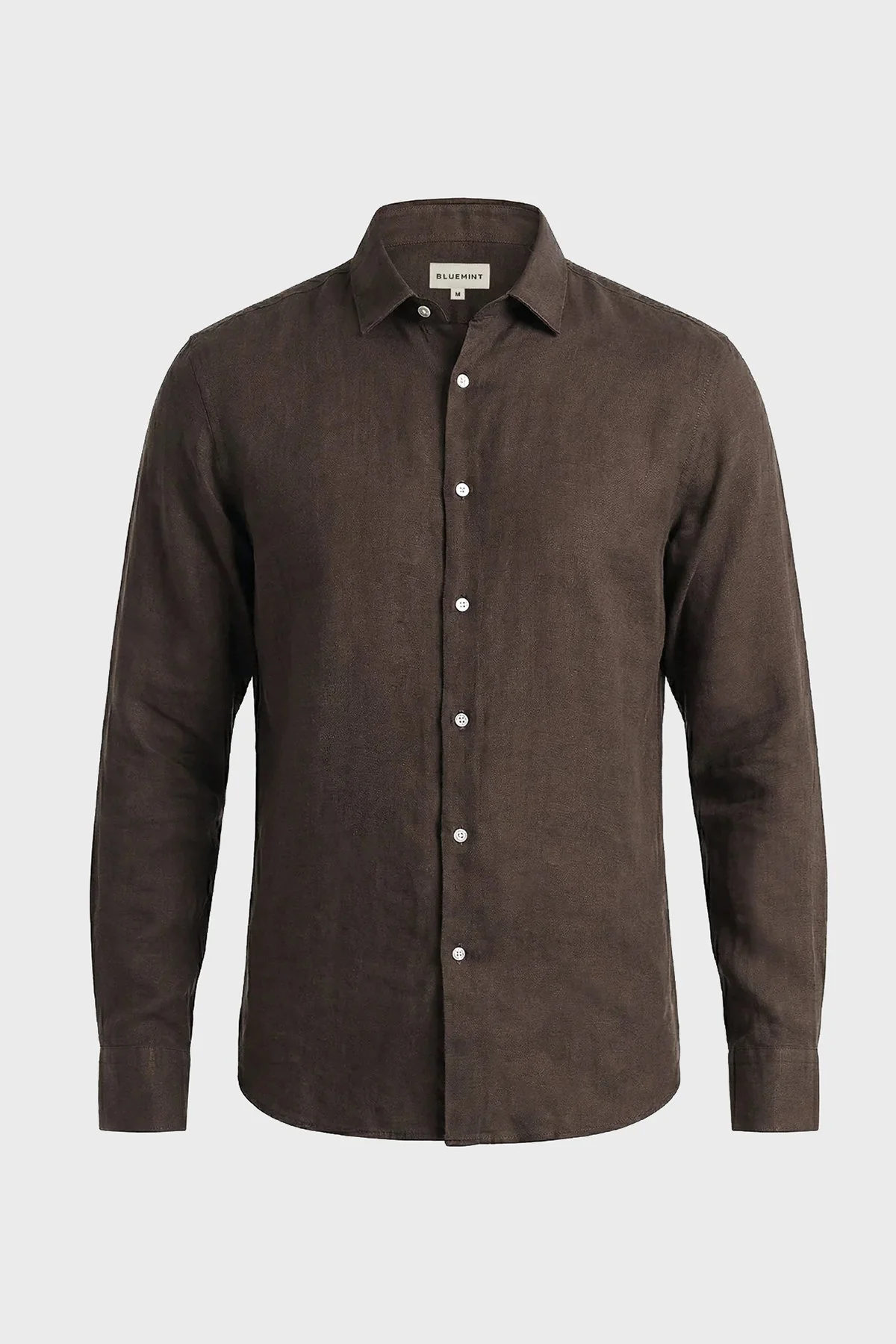 Bluemint Sedef Düğme Klasik Yaka Uzun Kollu Keten Erkek Gömlek LUCA 1327 KAHVE - 2