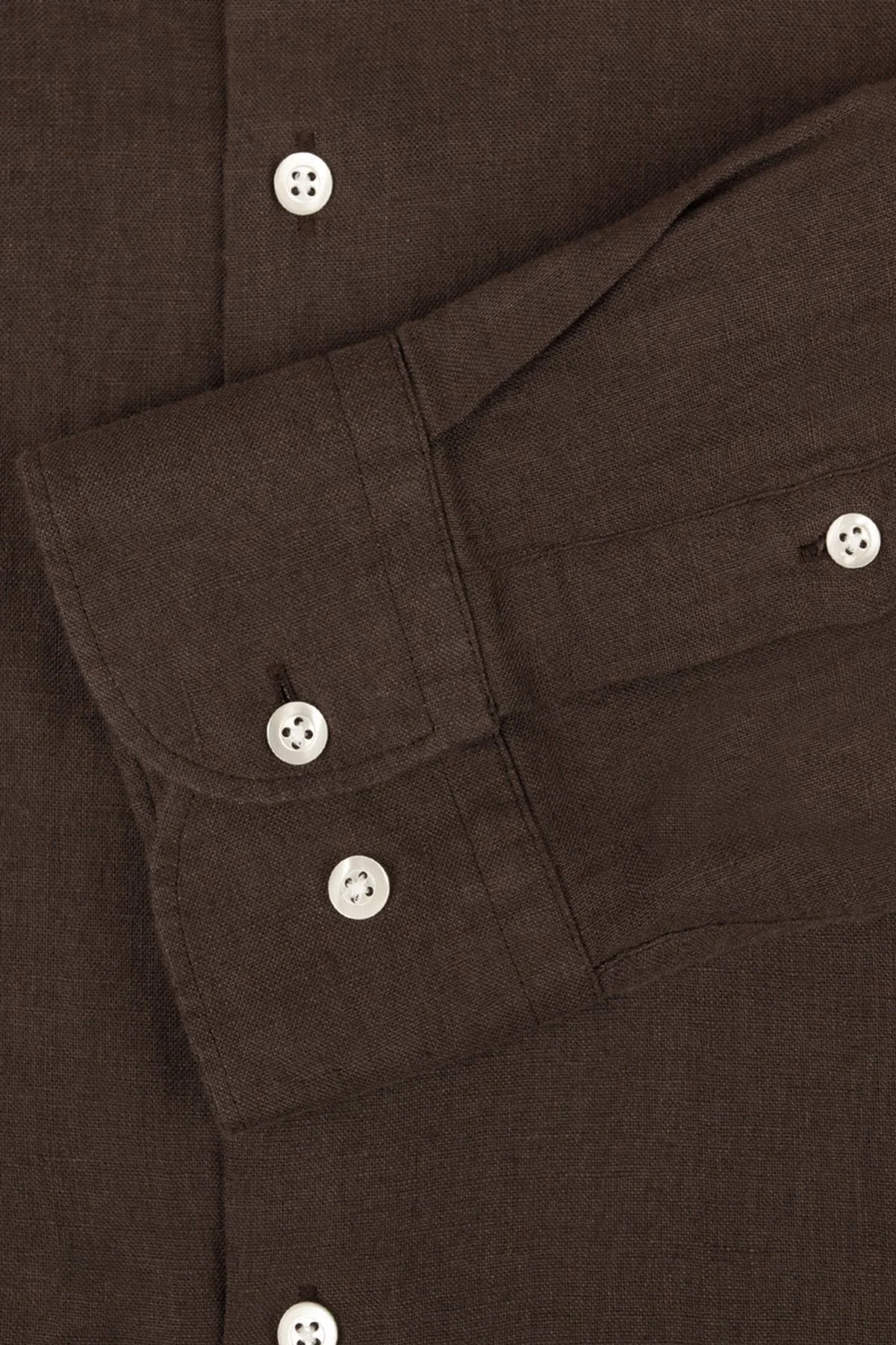 Bluemint Sedef Düğme Klasik Yaka Uzun Kollu Keten Erkek Gömlek LUCA 1327 KAHVE - 4