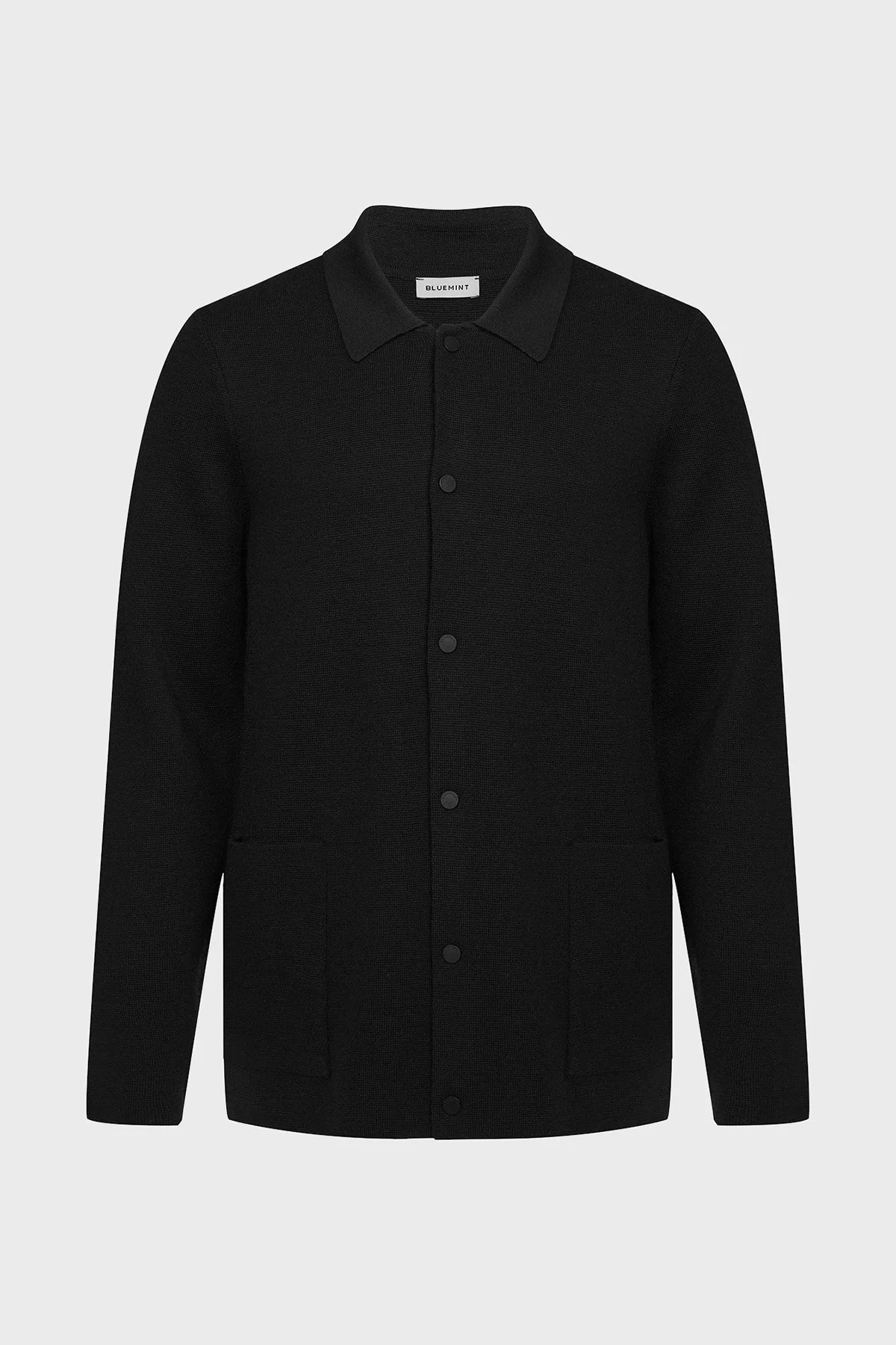 Bluemint Stuart Yünlü Relaxed Fit Düğmeli Erkek Polo Yaka Kazak BM25020219MW 111 SİYAH - 2