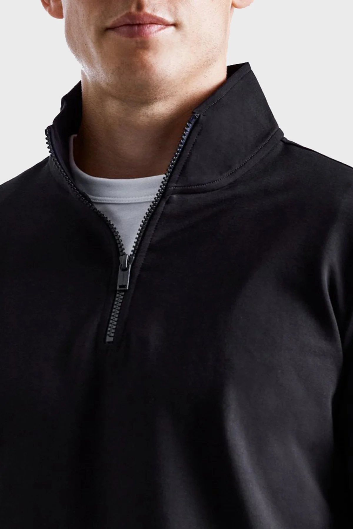 Bluemint Wesley Streç Pamuklu Regular Fit Dik Yaka Erkek Sweat BM22019247MW 111 SİYAH - 3