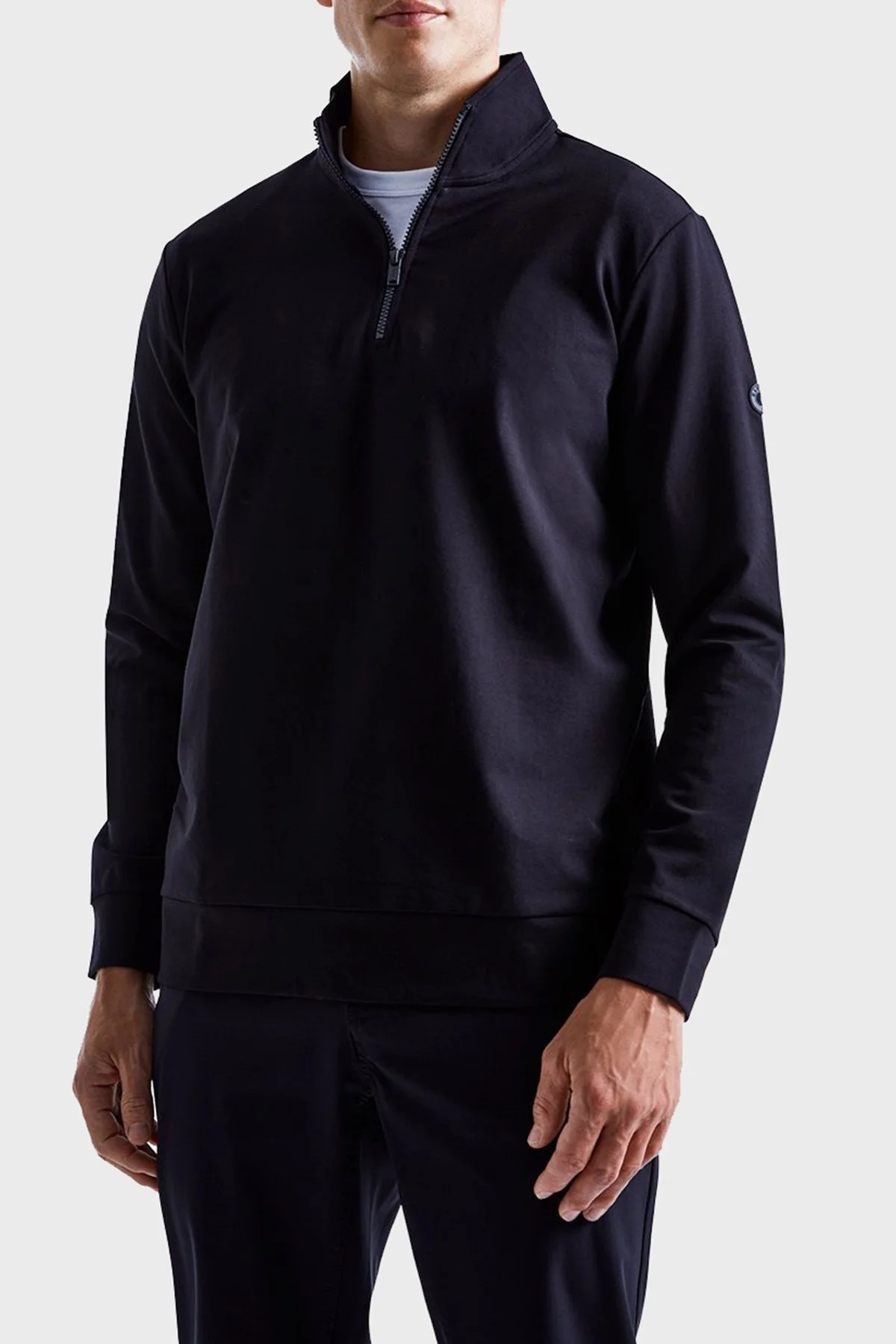 Bluemint Wesley Streç Pamuklu Regular Fit Dik Yaka Erkek Sweat BM22019247MW 155 LACİVERT - 1