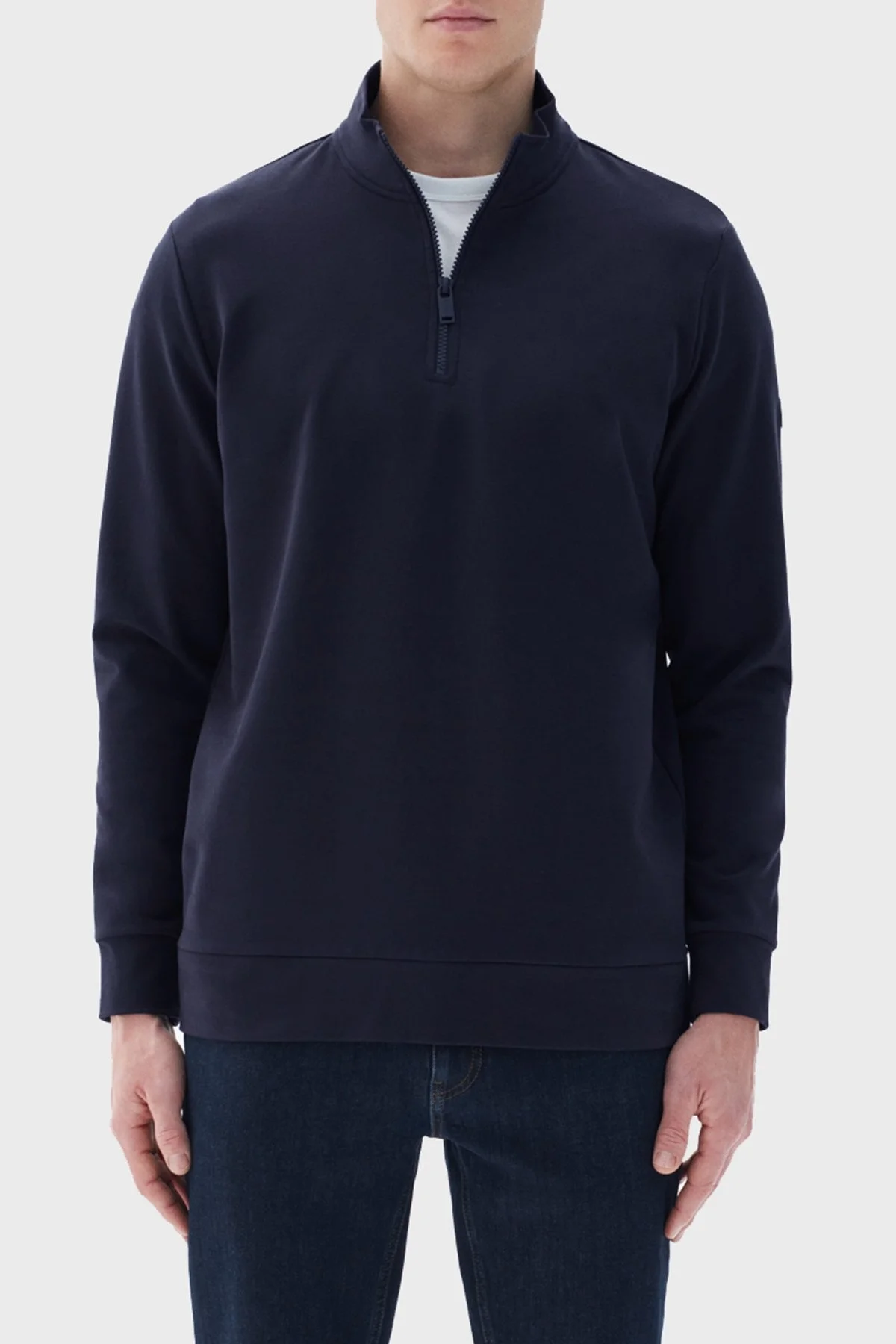 Bluemint Wesley Streç Pamuklu Regular Fit Dik Yaka Erkek Sweat BM22019247MW 155 LACİVERT - 3