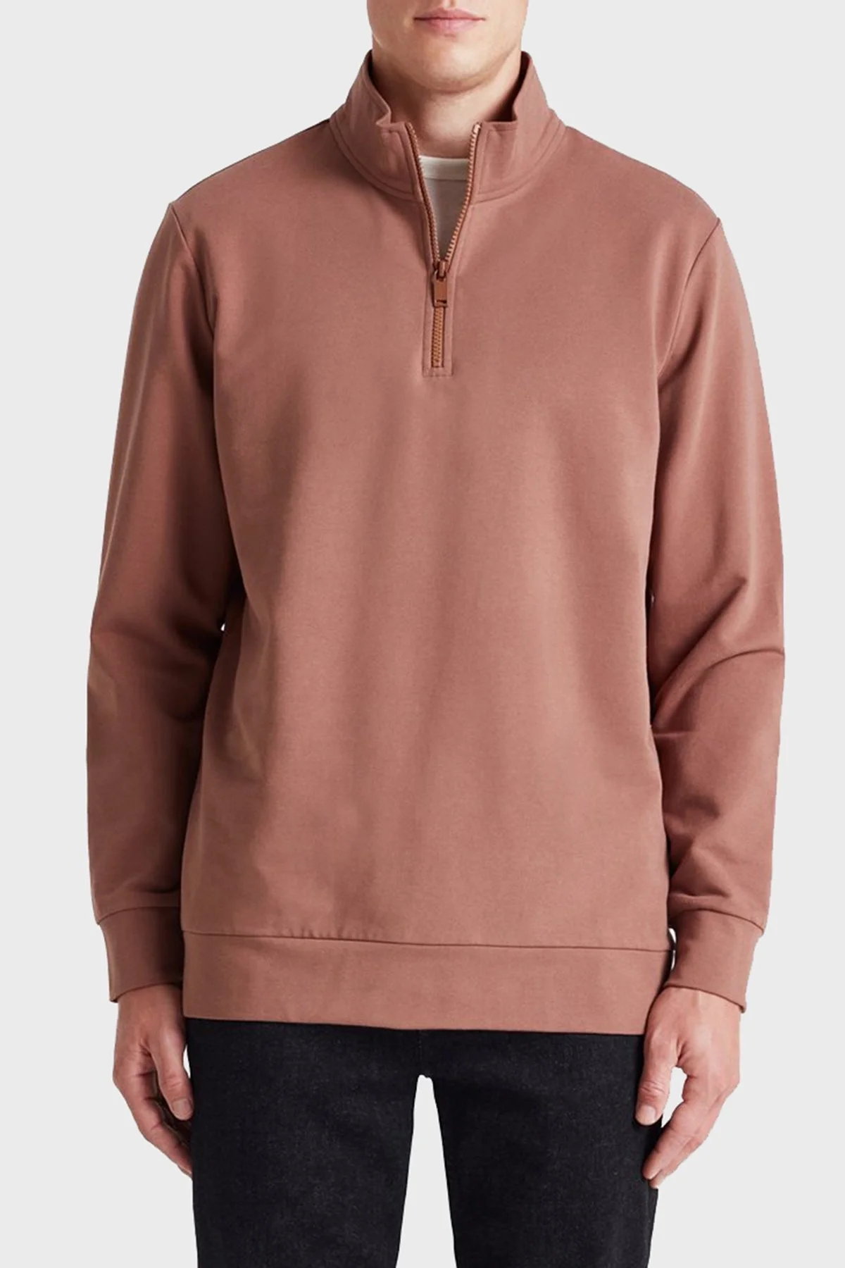 Bluemint Wesley Streç Pamuklu Regular Fit Dik Yaka Erkek Sweat BM22019247MW 859 TABA - 1