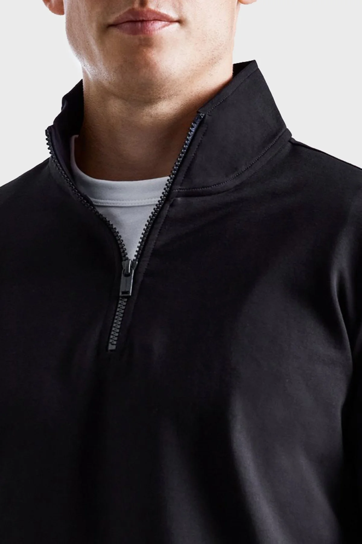 Bluemint Wesley Streç Pamuklu Regular Fit Dik Yaka Erkek Sweat BM23019247MW 111 SİYAH - 3