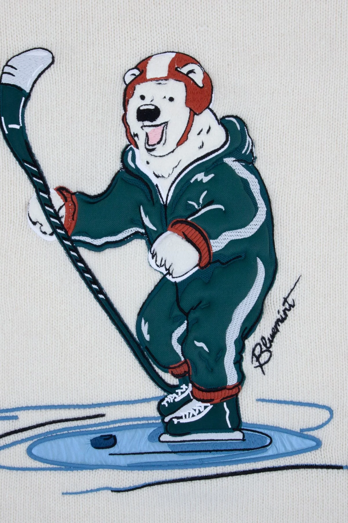 Bluemint Yün Karışım Comfort Fit Nakış Detaylı Erkek Kazak BM25019728MW1 257 EKRU - 2