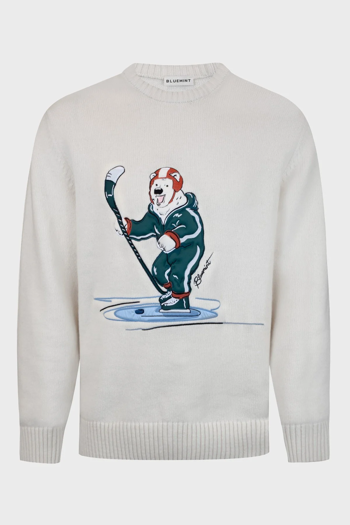 Bluemint Yün Karışım Comfort Fit Nakış Detaylı Erkek Kazak BM25019728MW1 257 EKRU - 3