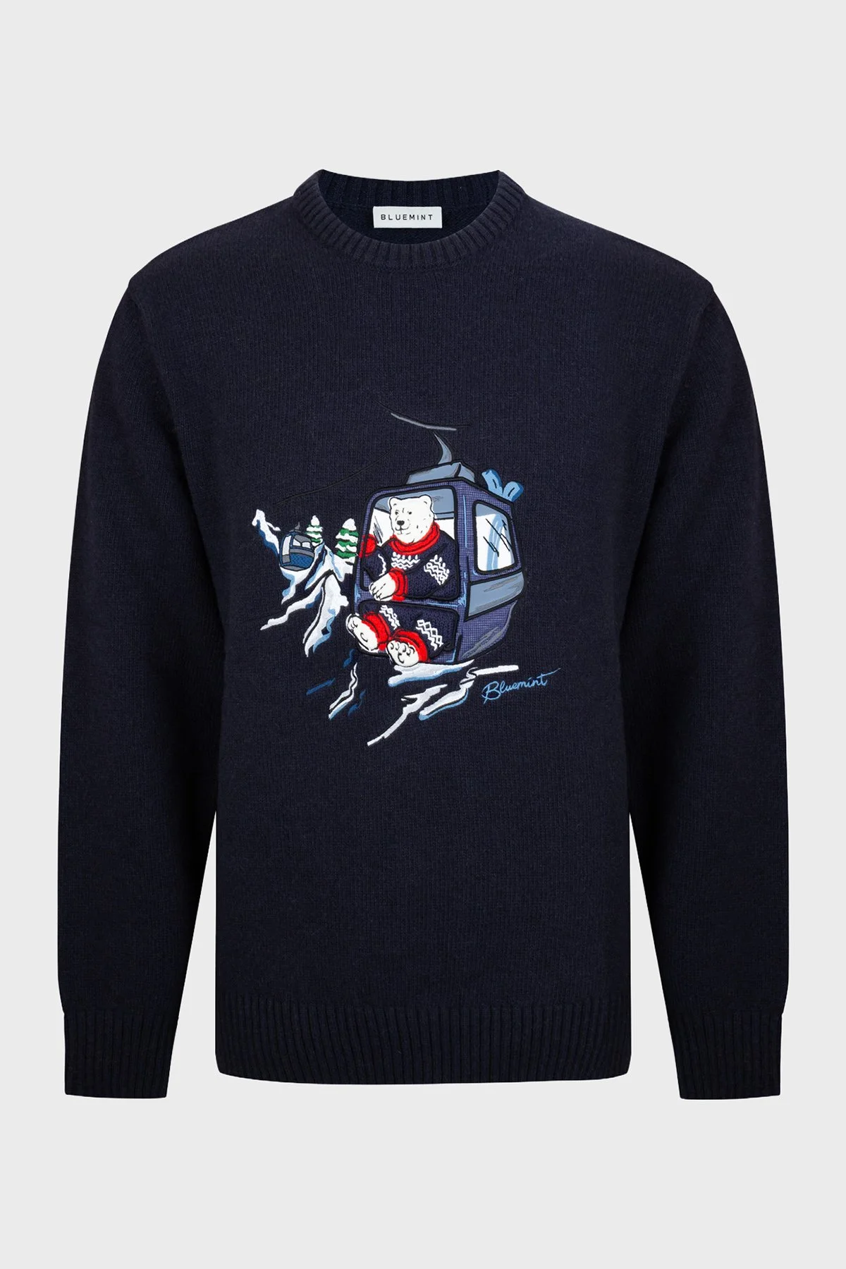 Bluemint Yün Karışım Comfort Fit Nakışlı Detaylı Erkek Kazak BM25019728MW1 256 LACİVERT - 3