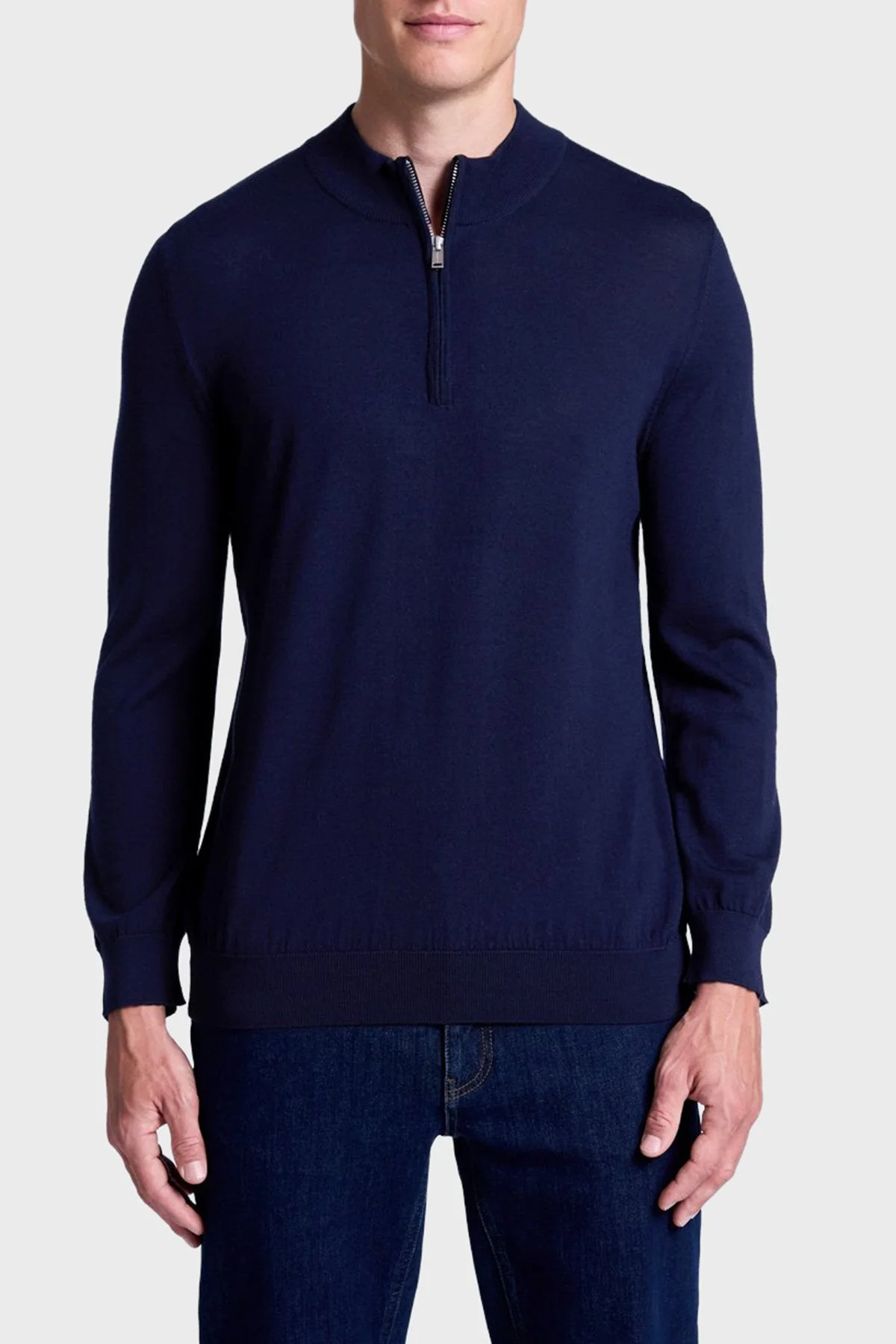 Bluemint Yünlü Regular Fit Fermuarlı Dik Yaka Erkek Triko BM25020691MW 155 LACİVERT - 1