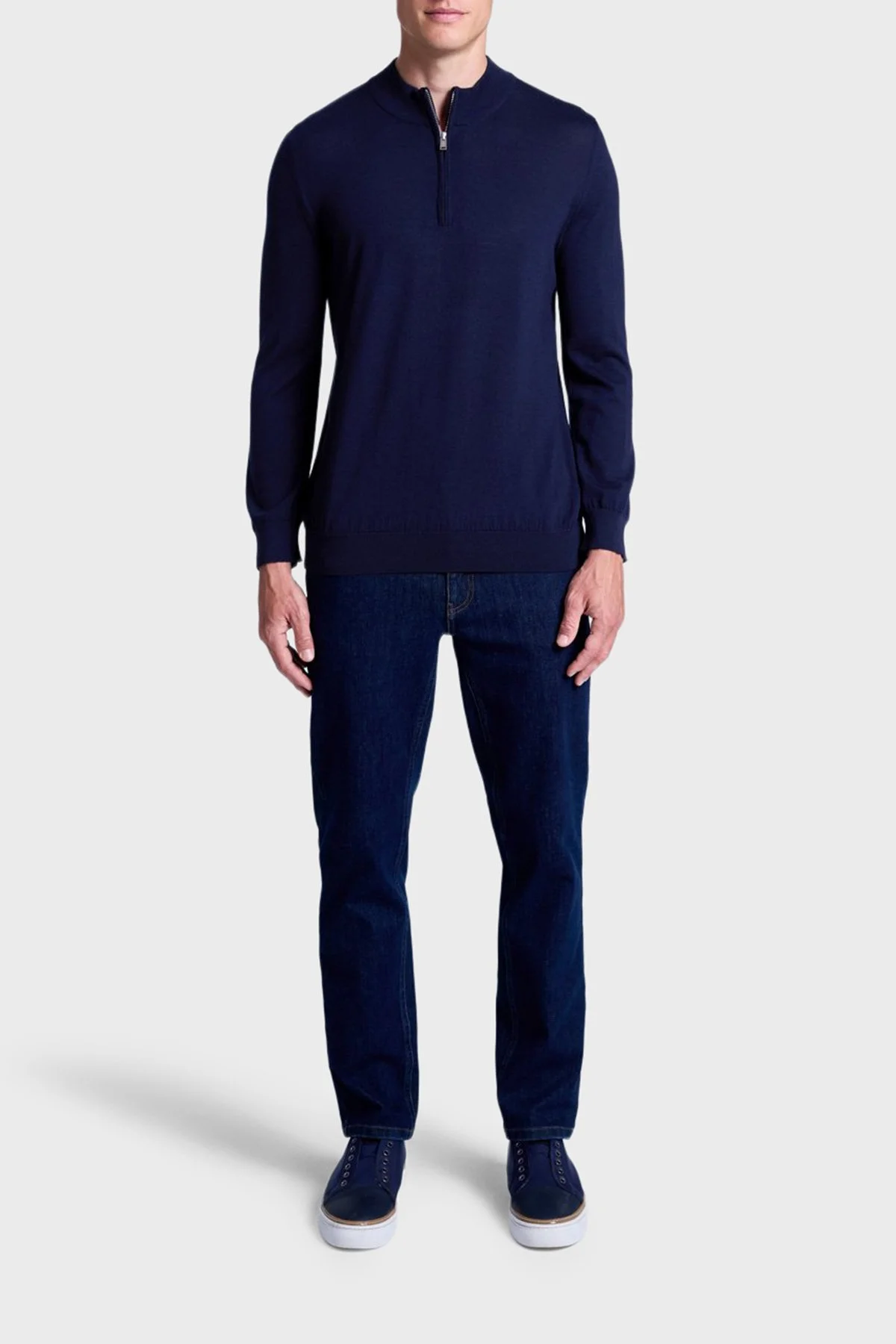 Bluemint Yünlü Regular Fit Fermuarlı Dik Yaka Erkek Triko BM25020691MW 155 LACİVERT - 2