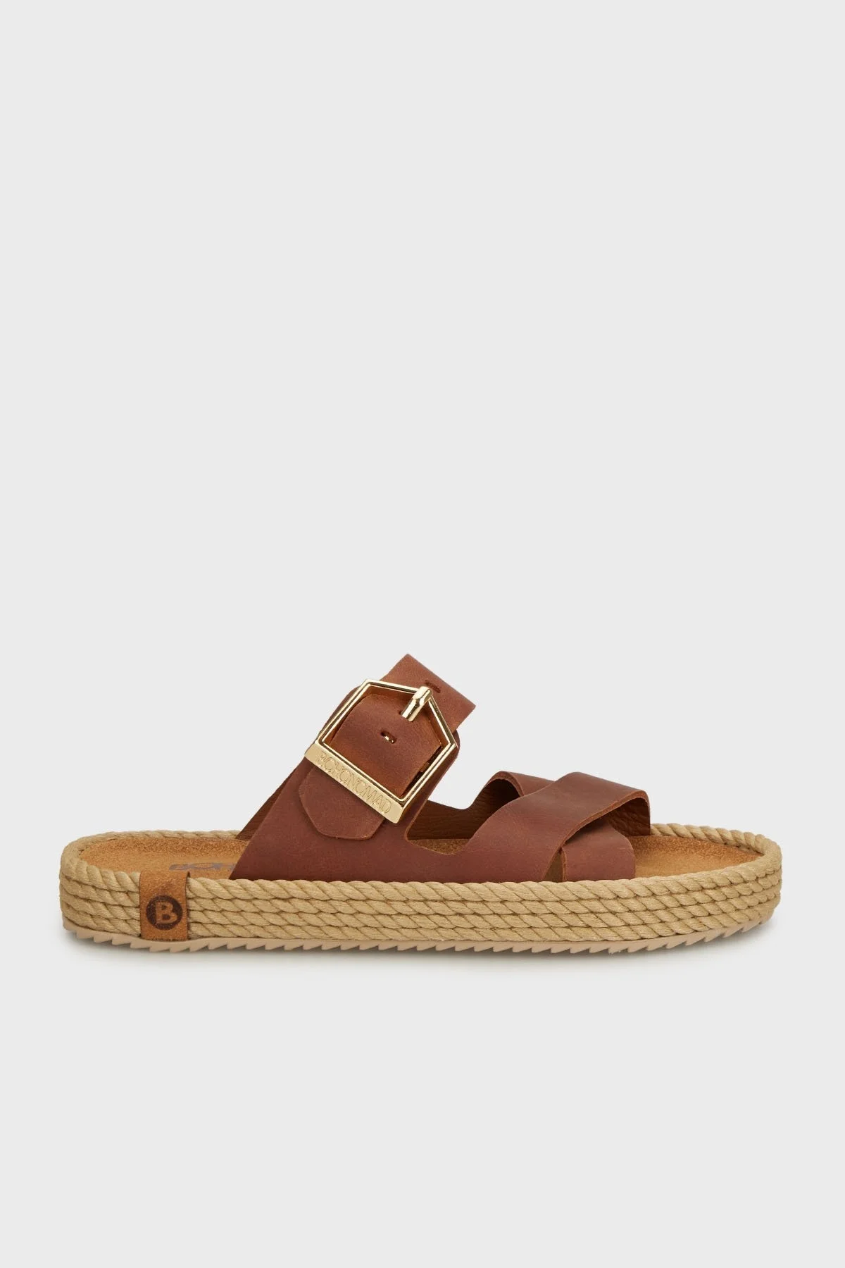 Bohonomad Sevilla Deri Logolu Çapraz Bantlı Tokalı Bayan Terlik SEV12-00101 KAHVE - 1