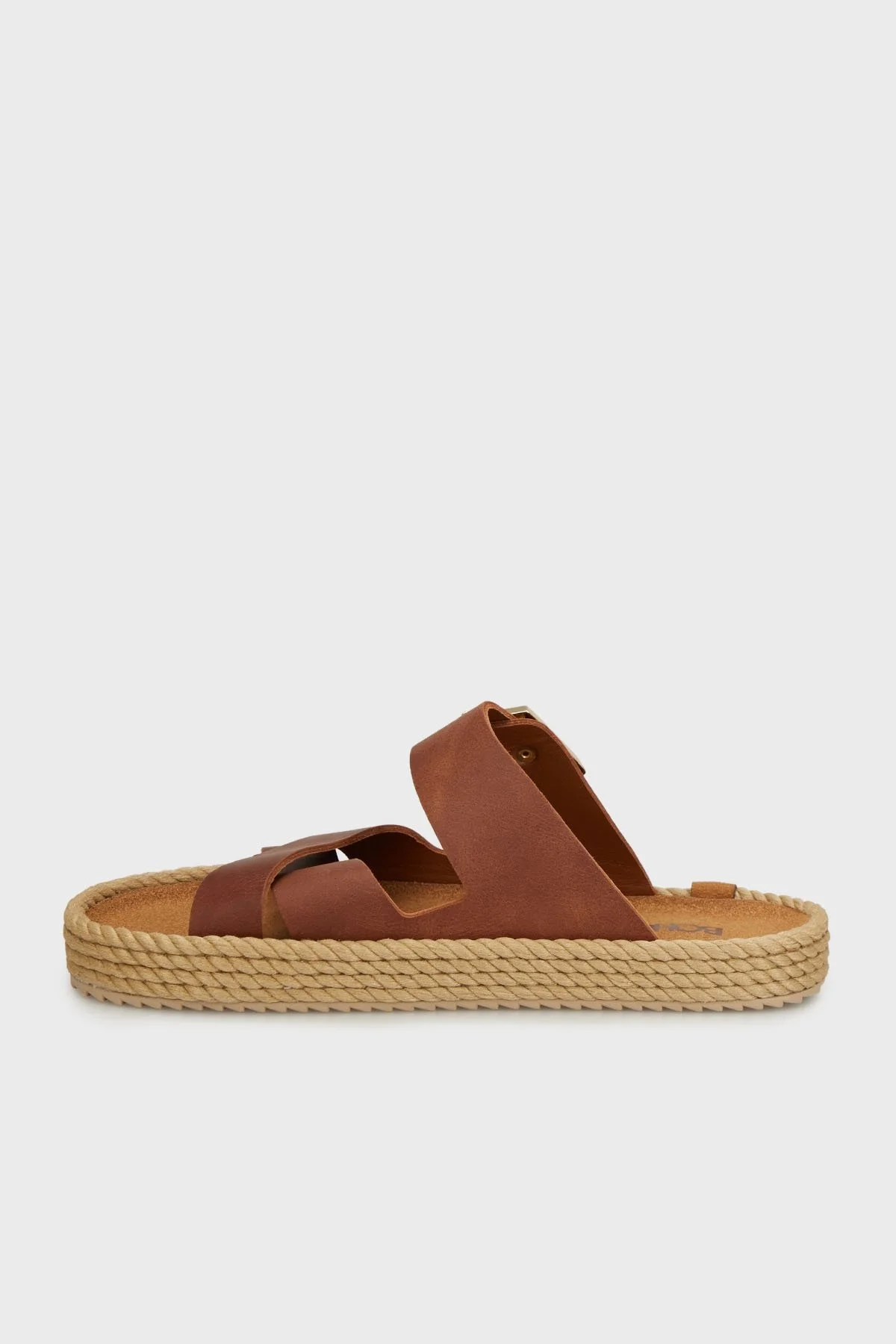 Bohonomad Sevilla Deri Logolu Çapraz Bantlı Tokalı Bayan Terlik SEV12-00101 KAHVE - 3