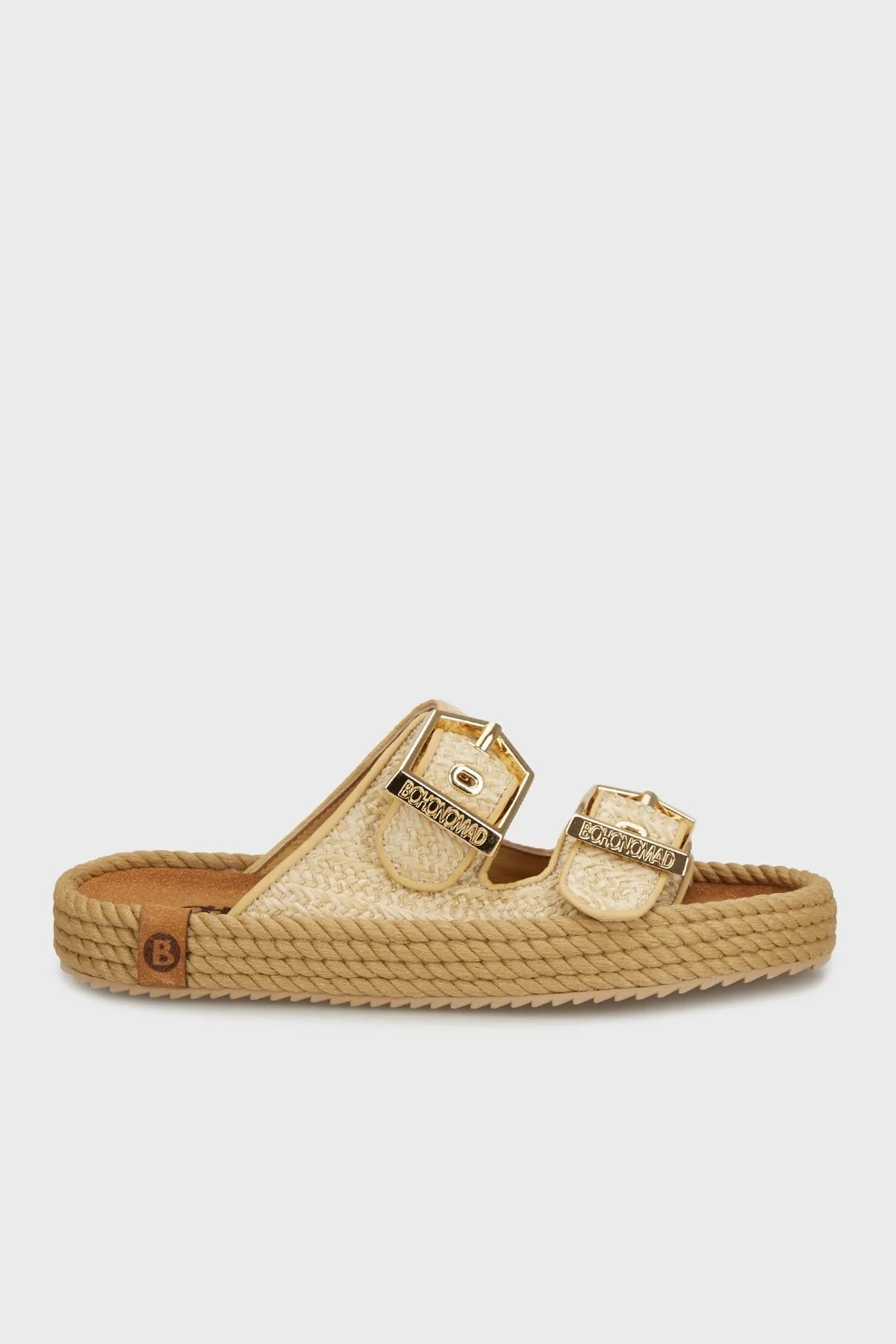 Bohonomad Sydney Hasır Detaylı Çift Bantlı Tokalı Bayan Terlik SYD12-00012 Hasır Bej - 1