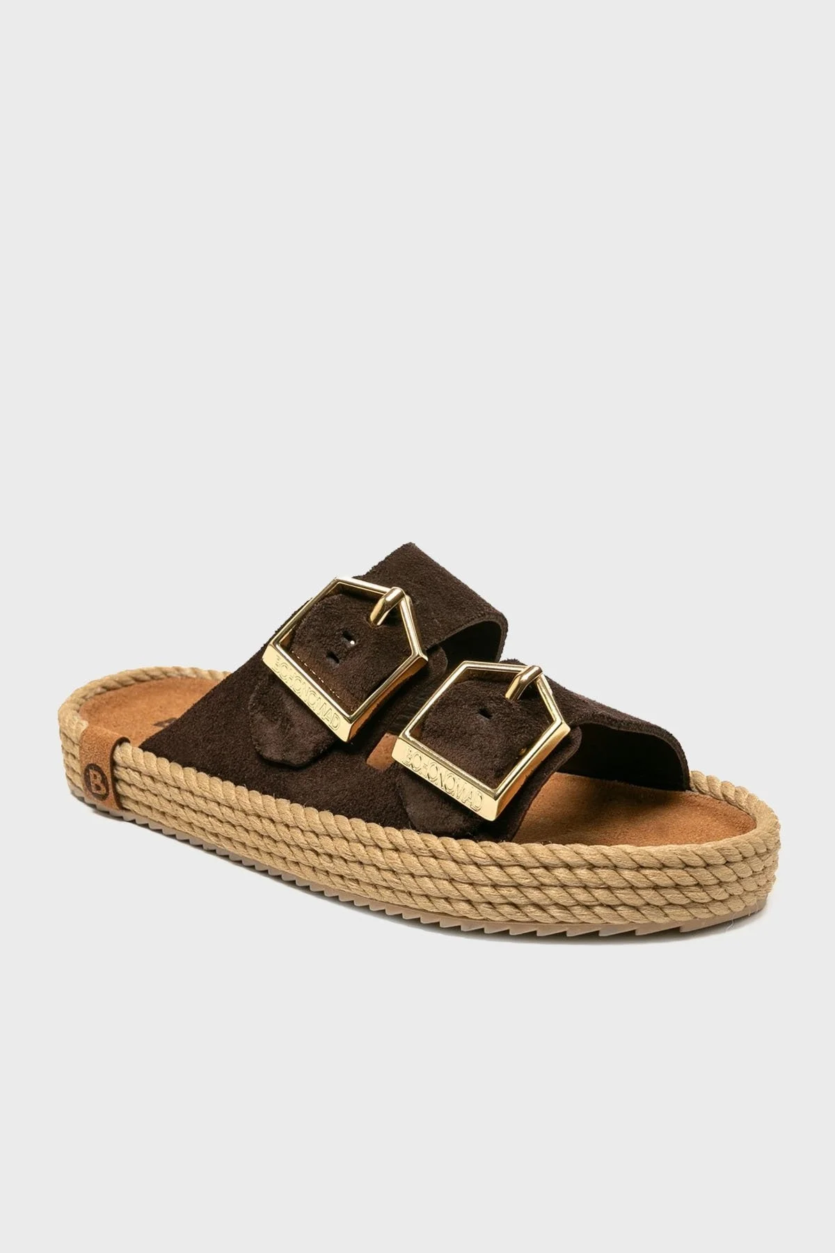 Bohonomad Sydney Hasır Detaylı Çift Bantlı Tokalı Bayan Terlik SYD12-00019 KOYU KAHVE - 3