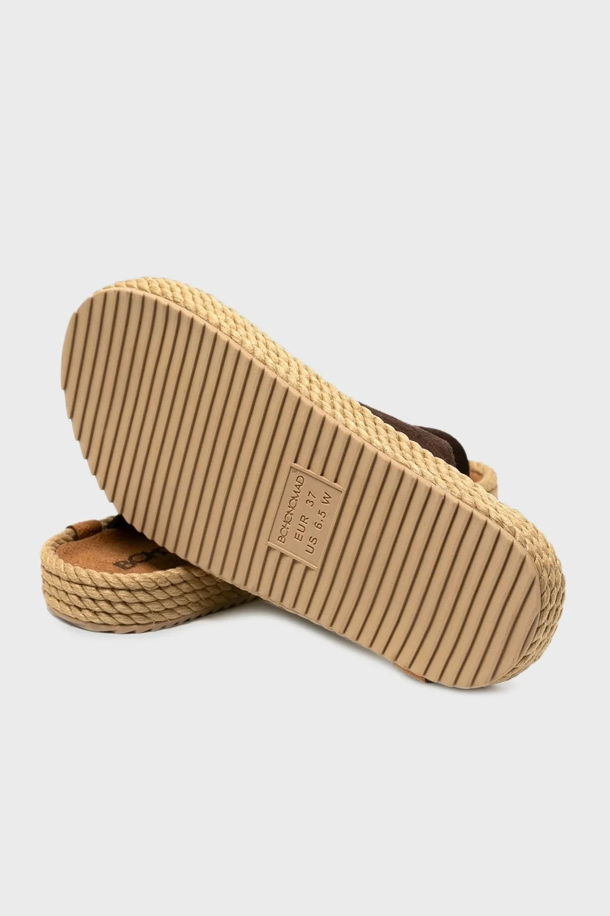 Bohonomad Sydney Hasır Detaylı Çift Bantlı Tokalı Bayan Terlik SYD12-00019 KOYU KAHVE - 6