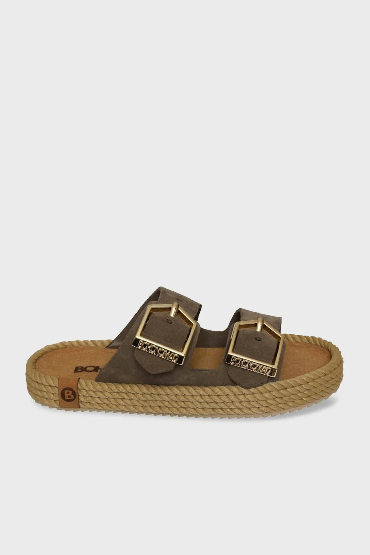 Bohonomad Sydney Hasır Detaylı Çift Bantlı Tokalı Bayan Terlik SYD12-00035 KOYU VİZON - 1