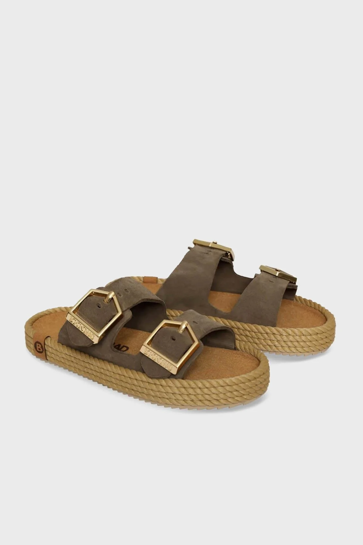 Bohonomad Sydney Hasır Detaylı Çift Bantlı Tokalı Bayan Terlik SYD12-00035 KOYU VİZON - 3