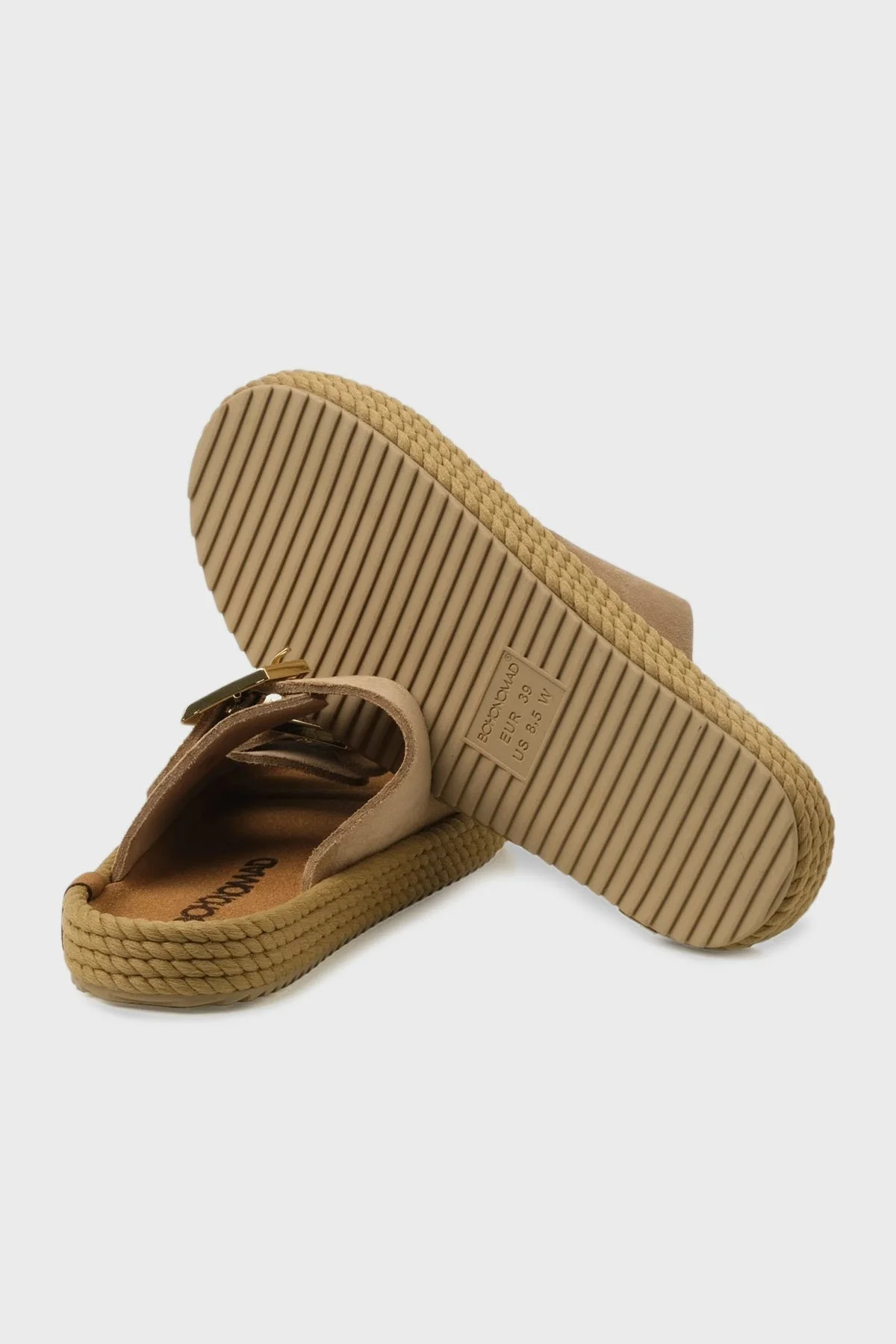 Bohonomad Sydney Hasır Detaylı Çift Bantlı Tokalı Bayan Terlik SYD12-00044 CAMEL - 5