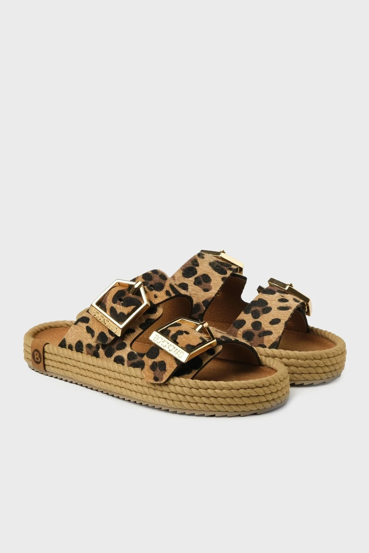 Bohonomad Sydney Logolu Leopar Desenli Çift Bantlı Tokalı Bayan Terlik SYD12-LEO LEOPAR - 2
