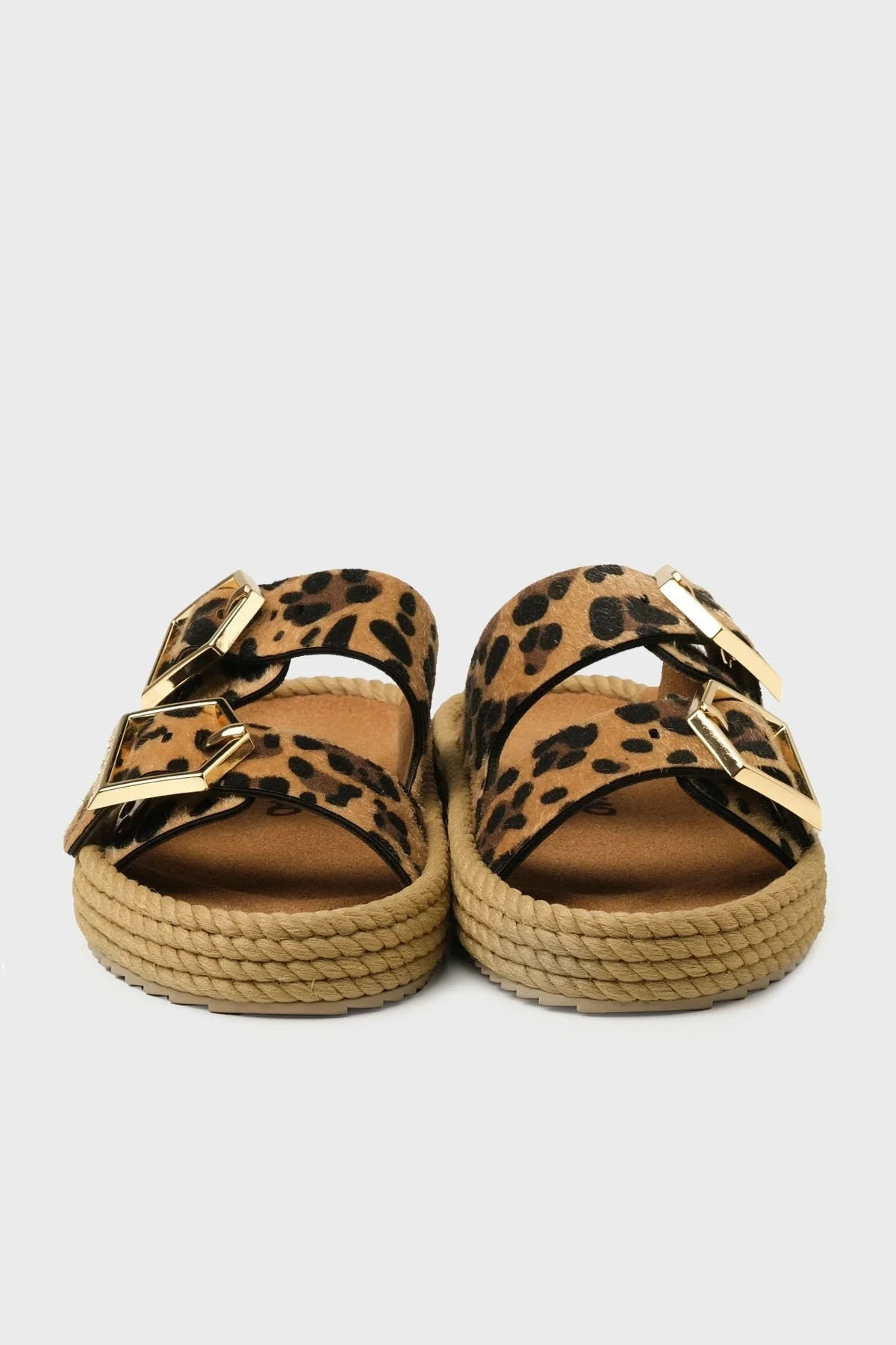 Bohonomad Sydney Logolu Leopar Desenli Çift Bantlı Tokalı Bayan Terlik SYD12-LEO LEOPAR - 4
