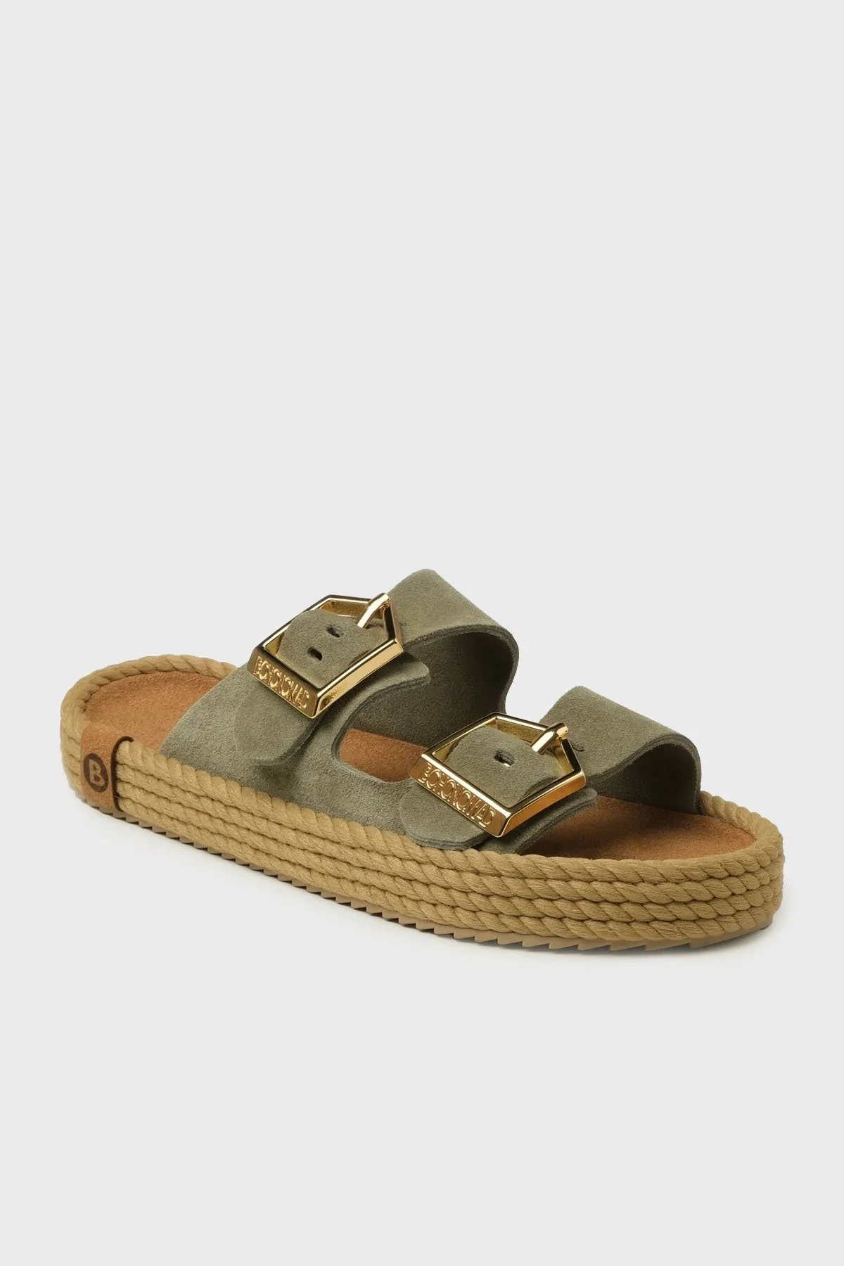 Bohonomad Sydney Süet Logolu Çift Bantlı Tokalı Bayan Terlik SYD12-00065 ÇAĞLA - 1