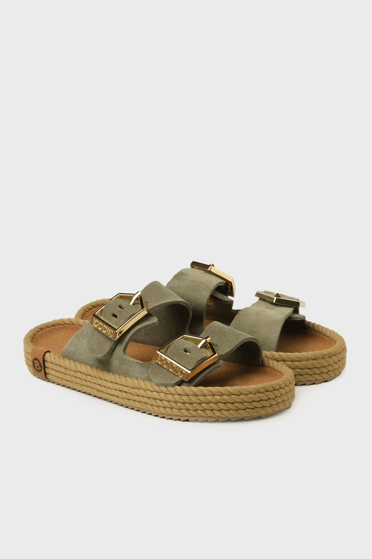 Bohonomad Sydney Süet Logolu Çift Bantlı Tokalı Bayan Terlik SYD12-00065 ÇAĞLA - 3