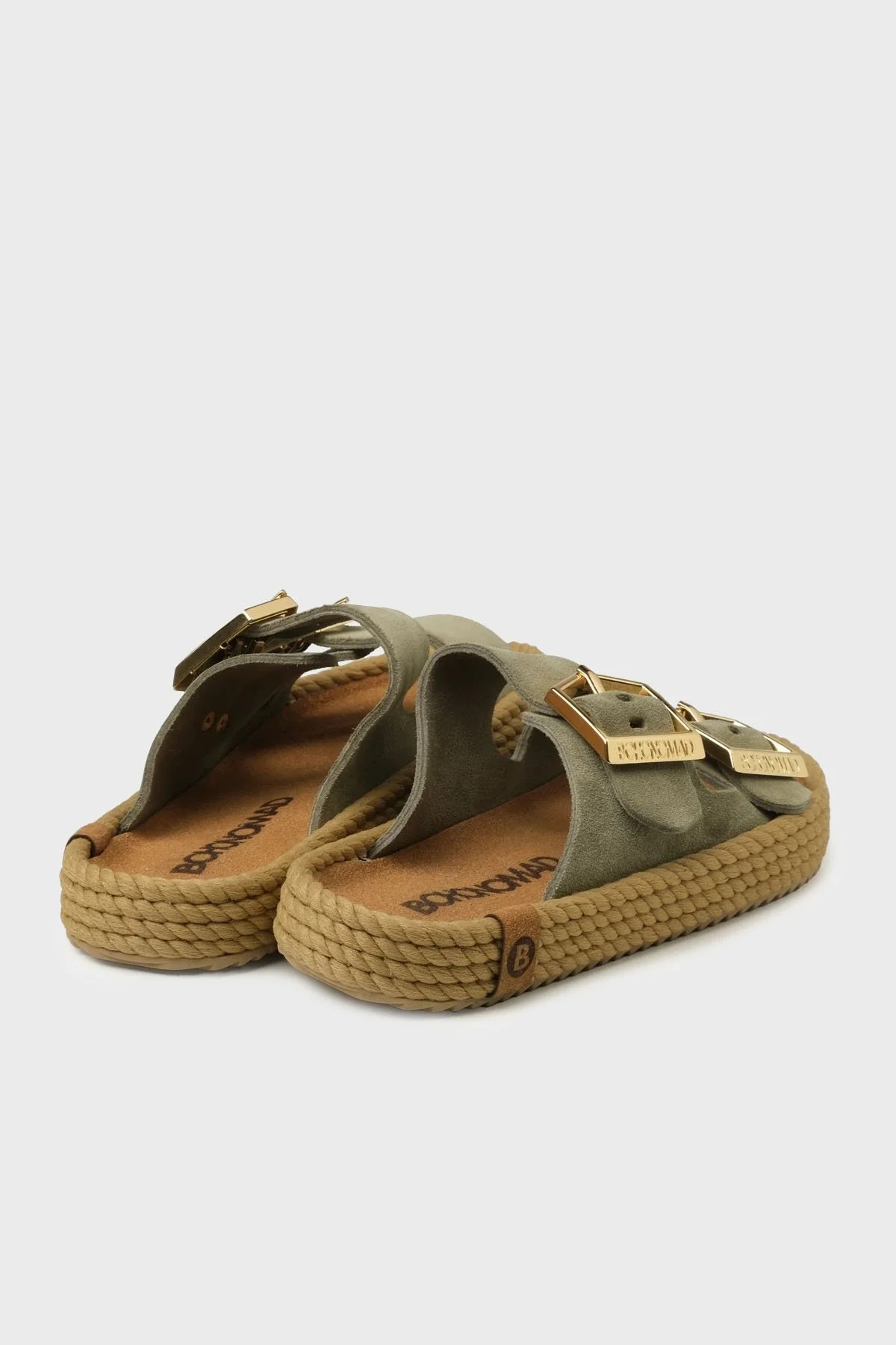 Bohonomad Sydney Süet Logolu Çift Bantlı Tokalı Bayan Terlik SYD12-00065 ÇAĞLA - 4