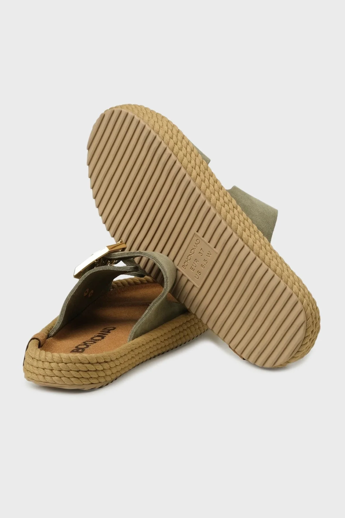 Bohonomad Sydney Süet Logolu Çift Bantlı Tokalı Bayan Terlik SYD12-00065 ÇAĞLA - 5