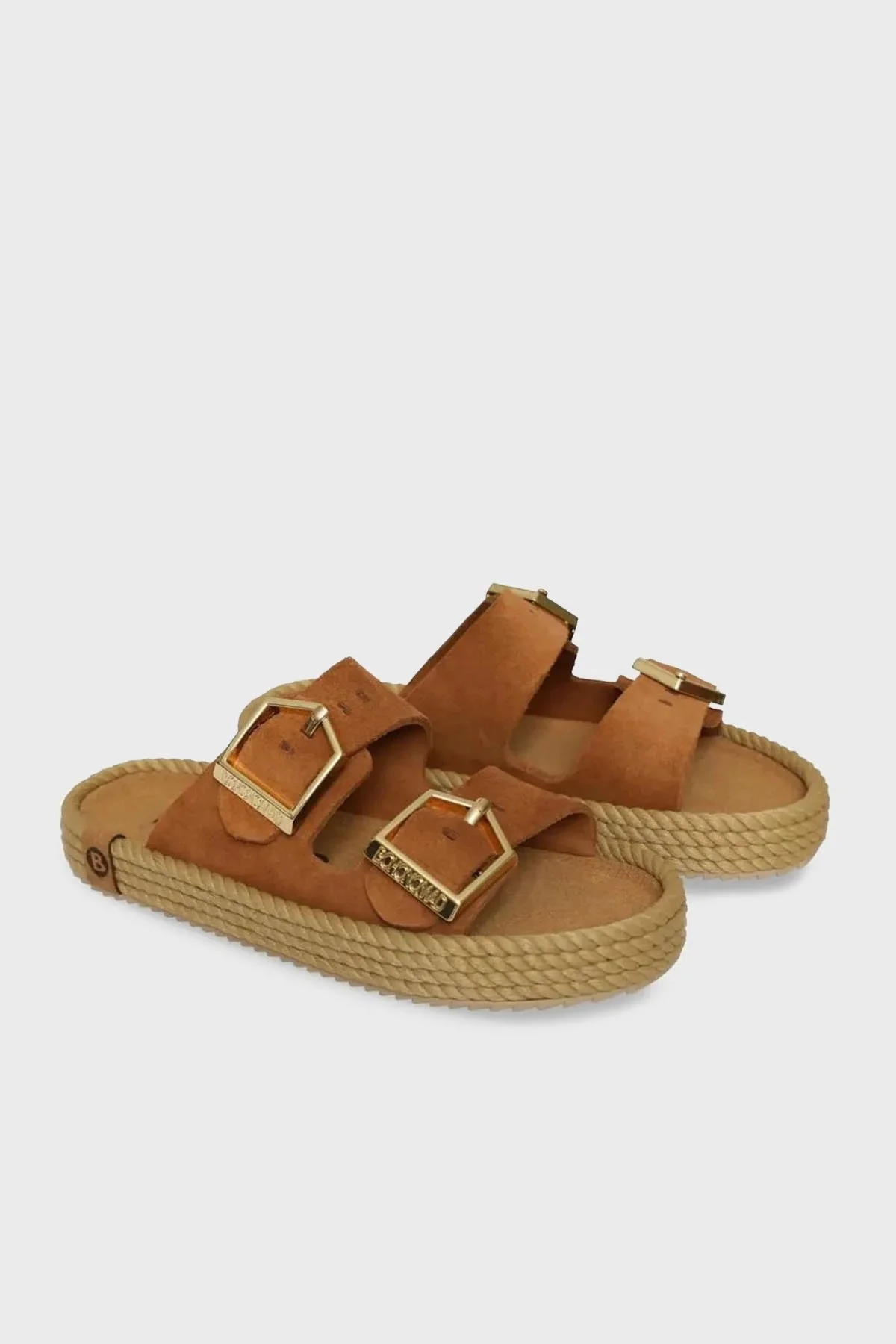 Bohonomad Sydney Süet Logolu Çift Bantlı Tokalı Bayan Terlik SYD12-22022 TABA - 3